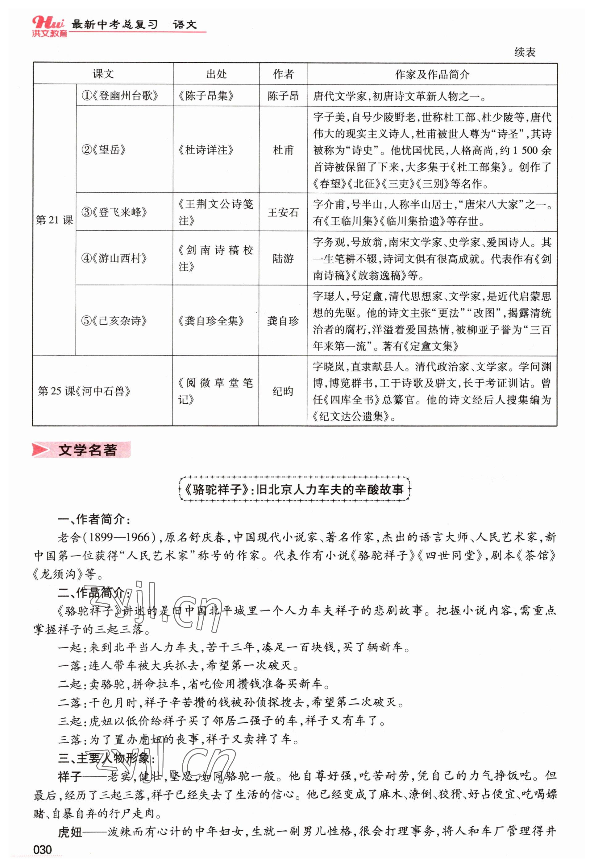 2023年洪文教育最新中考語(yǔ)文河南專版 參考答案第30頁(yè)