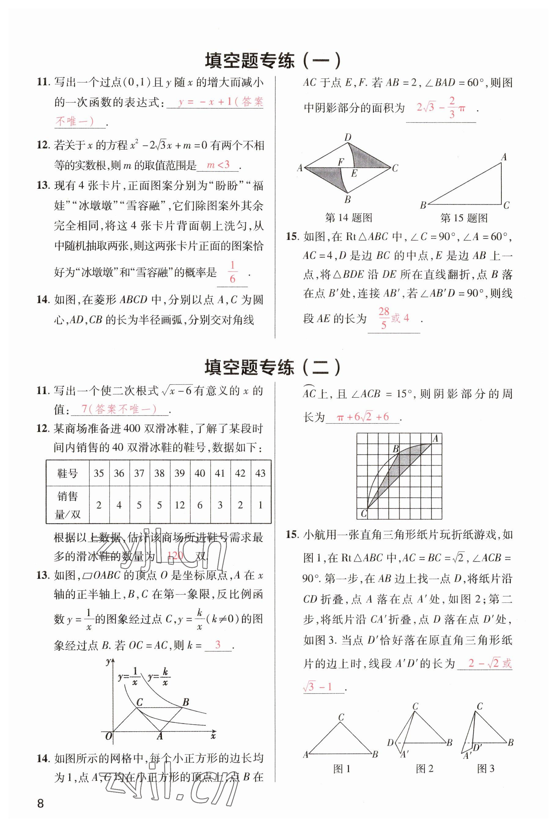 2023年洪文教育最新中考数学河南专版 参考答案第8页