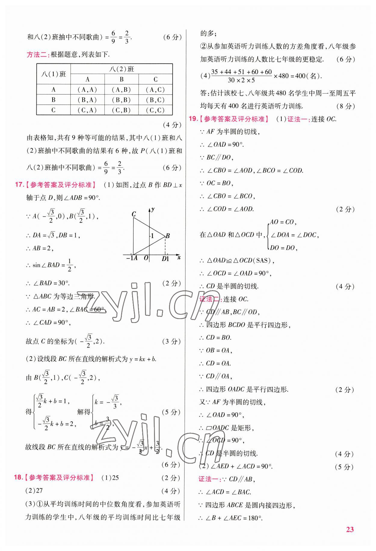 2023年金考卷江西中考45套匯編數(shù)學 第23頁