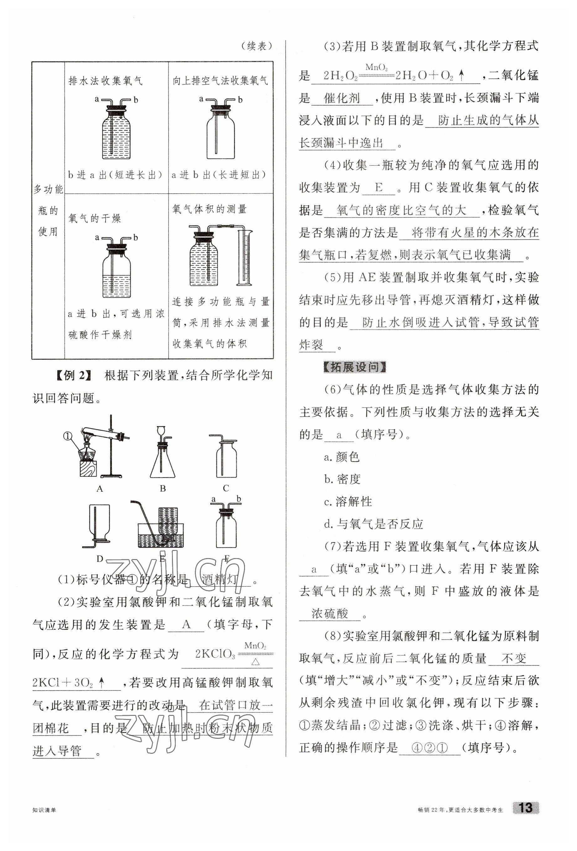 2023年火線100天中考滾動(dòng)復(fù)習(xí)法化學(xué)云南專版 參考答案第13頁