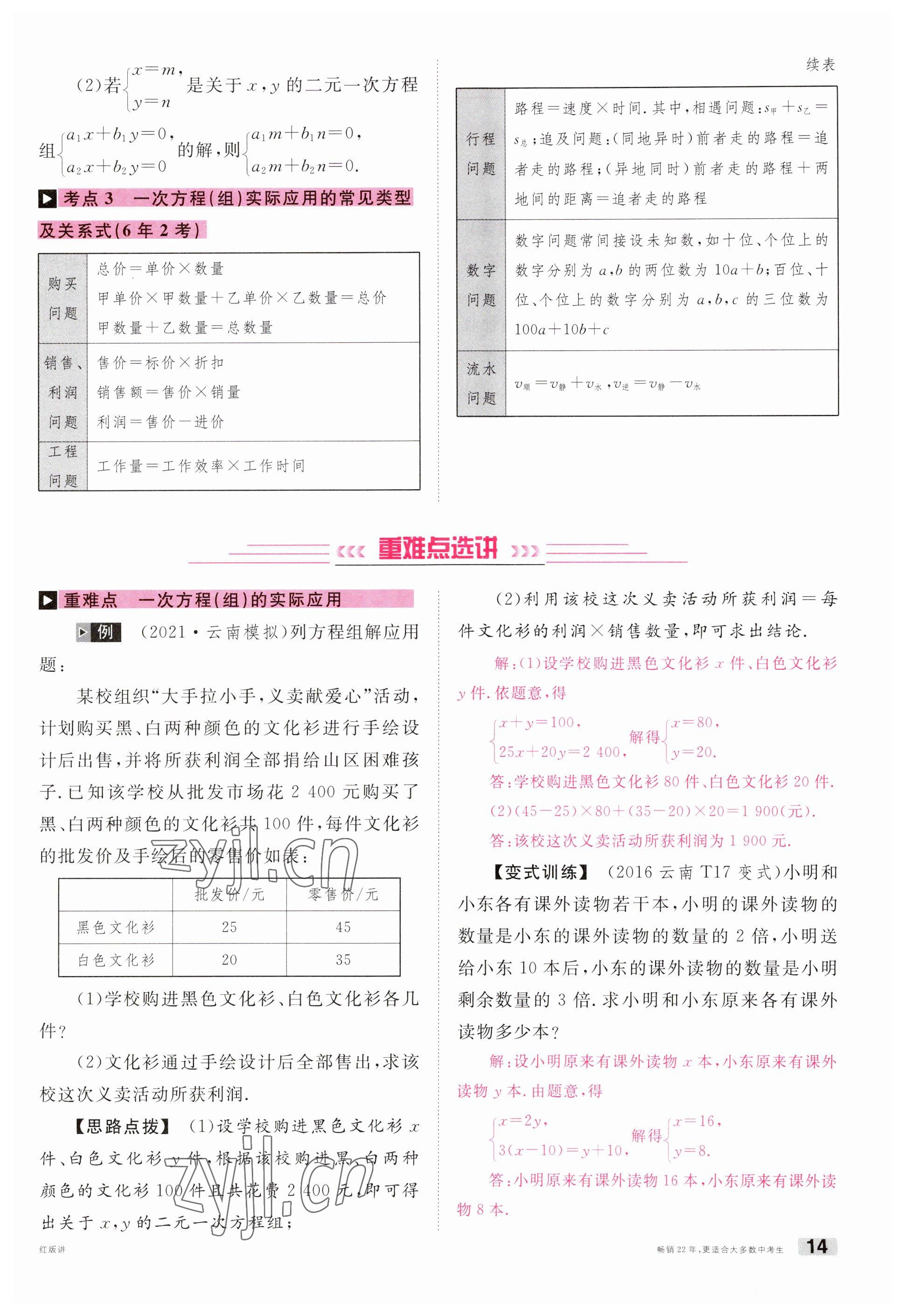 2023年火線100天中考滾動復(fù)習(xí)法數(shù)學(xué)云南專版 參考答案第14頁