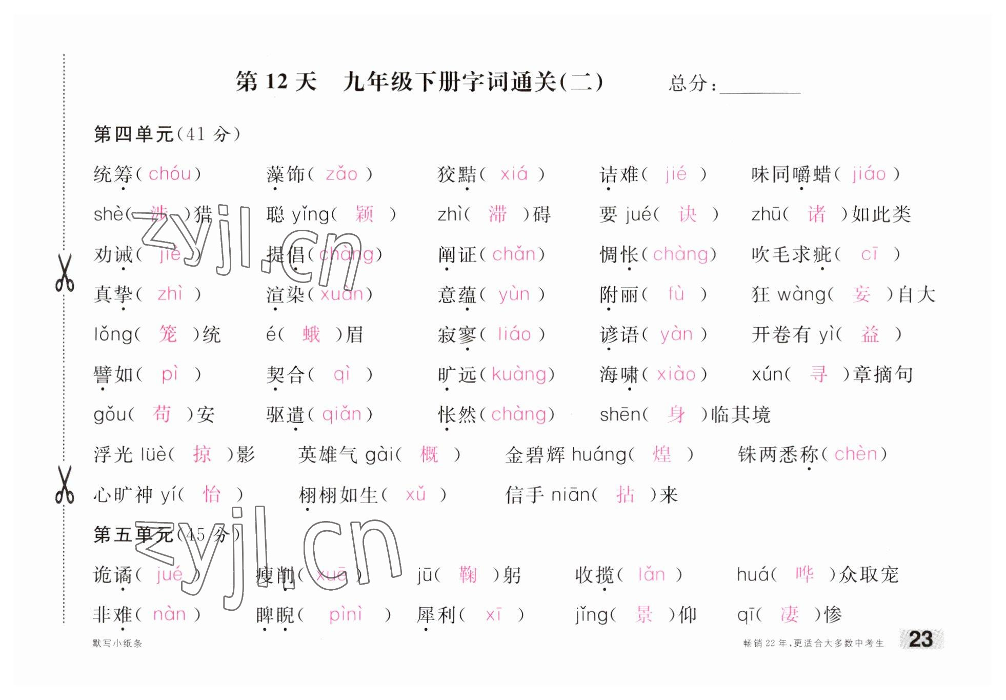 2023年火線100天中考滾動(dòng)復(fù)習(xí)法語(yǔ)文云南專(zhuān)版 參考答案第23頁(yè)