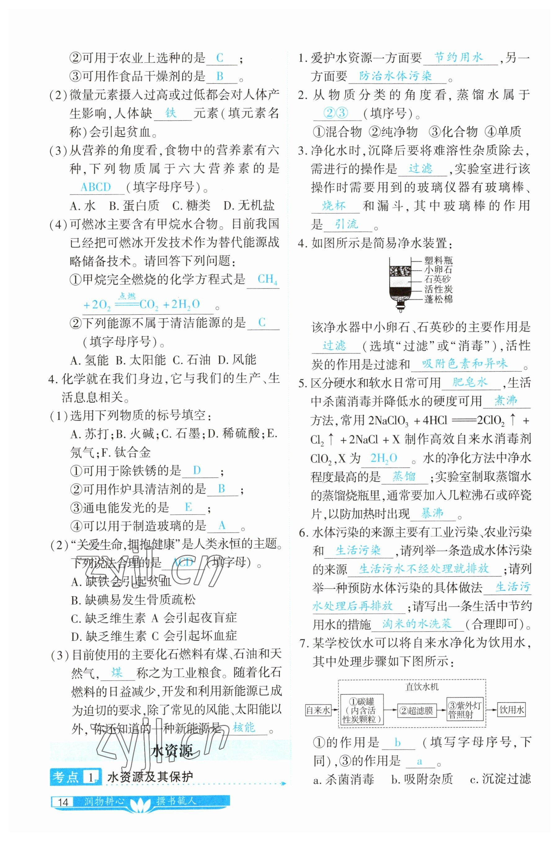 2023年721中考總復(fù)習(xí)化學(xué) 參考答案第14頁