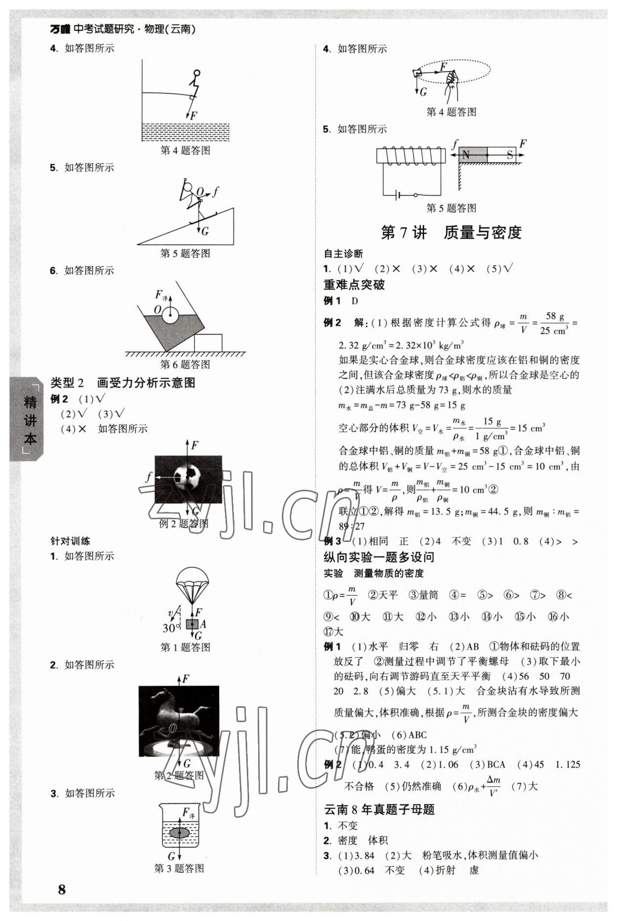 2023年萬唯中考試題研究物理云南專版 參考答案第8頁