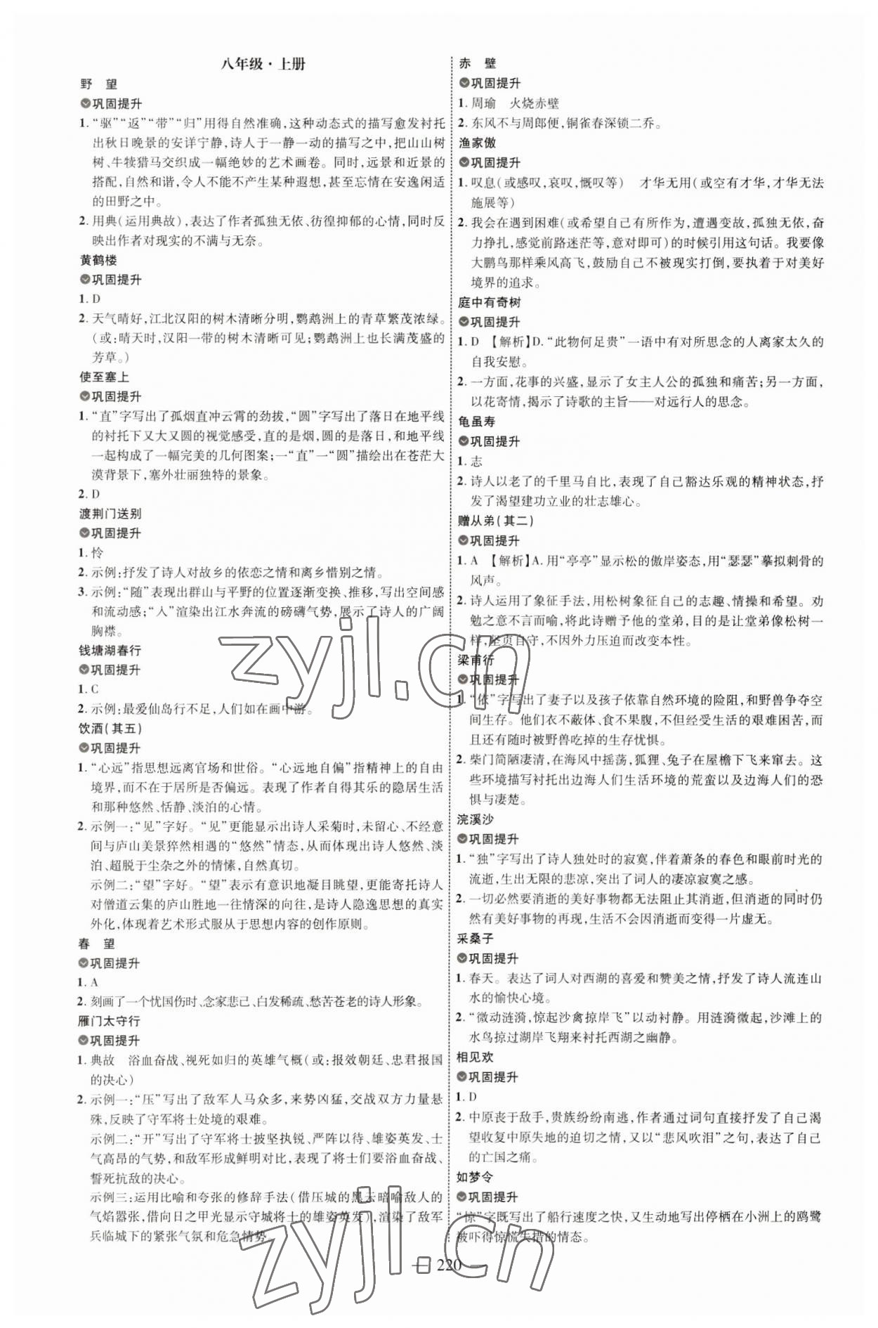 2023年全程导航初中总复习语文人教版菏泽专版 参考答案第3页