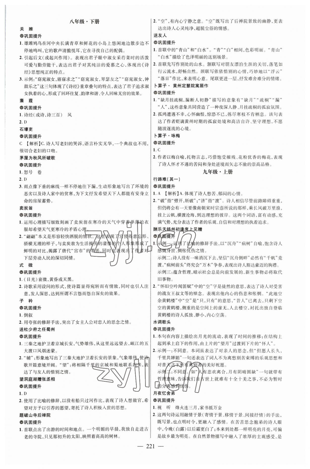 2023年全程導(dǎo)航初中總復(fù)習(xí)語文人教版菏澤專版 參考答案第4頁