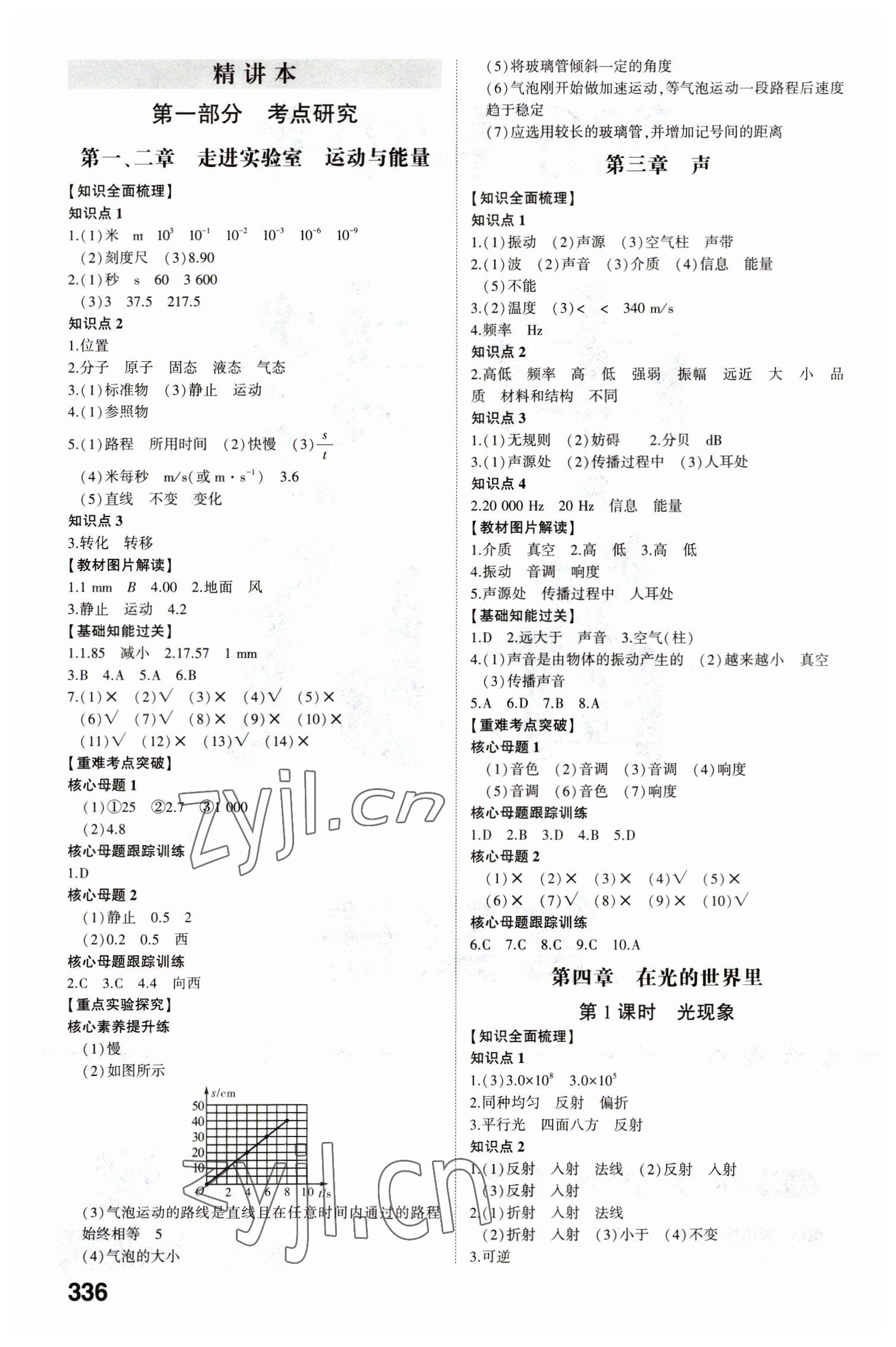 2023年中考备战物理菏泽专版 参考答案第1页