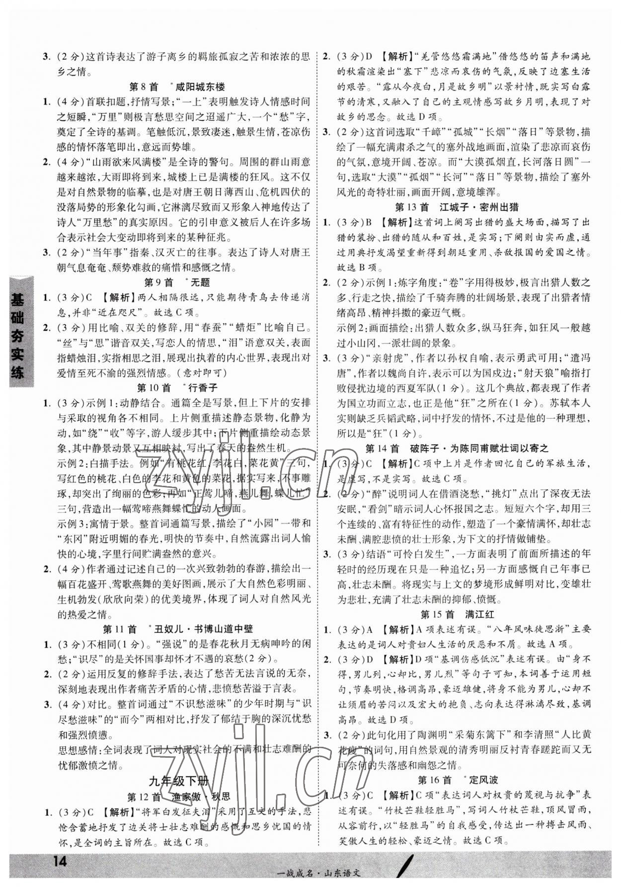 2023年一戰(zhàn)成名中考備考新思路語(yǔ)文山東專版 第14頁(yè)