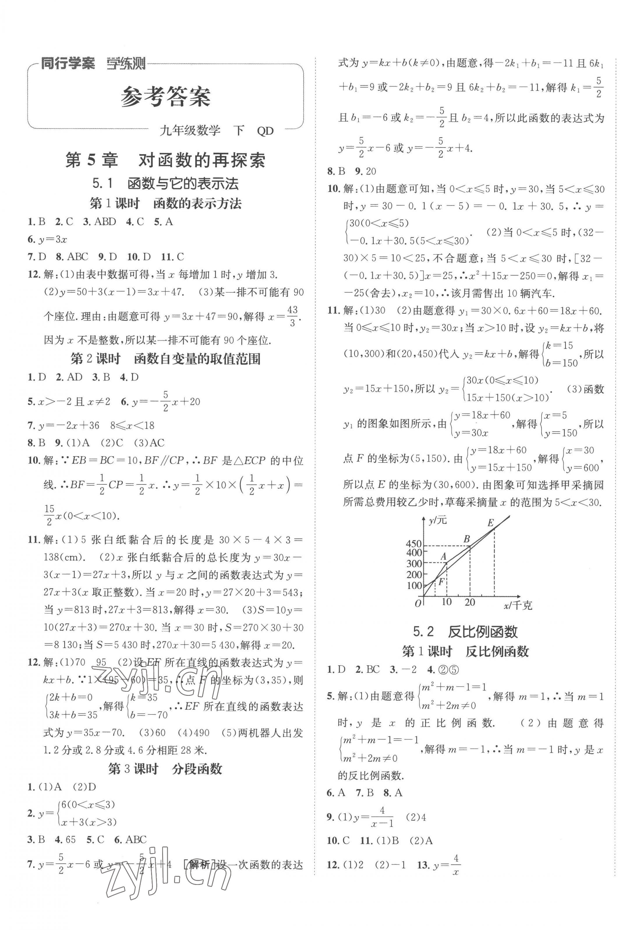 2023年同行學(xué)案學(xué)練測(cè)九年級(jí)數(shù)學(xué)下冊(cè)青島版 第1頁(yè)