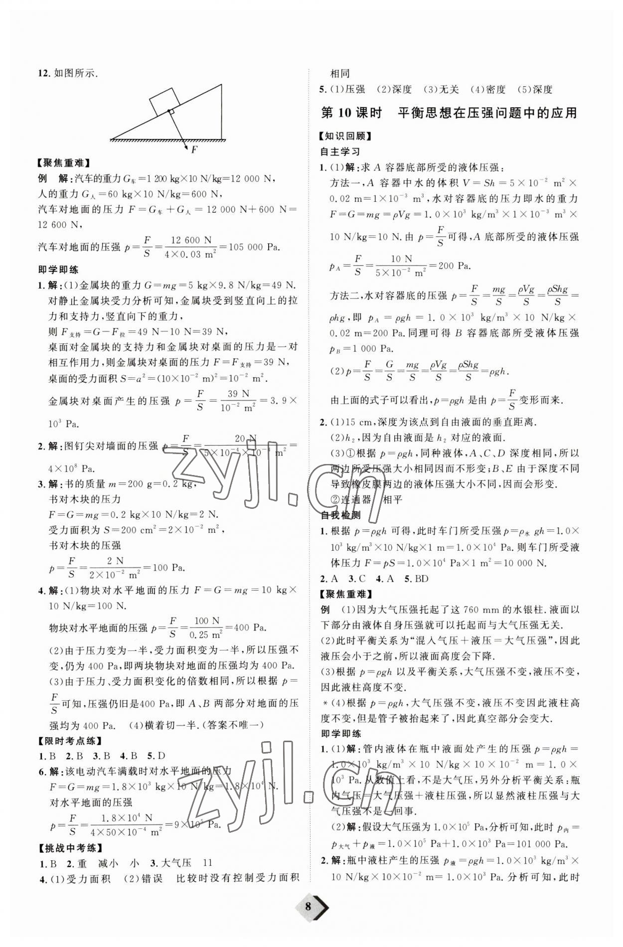 2023年优加学案赢在中考物理潍坊专版 参考答案第8页