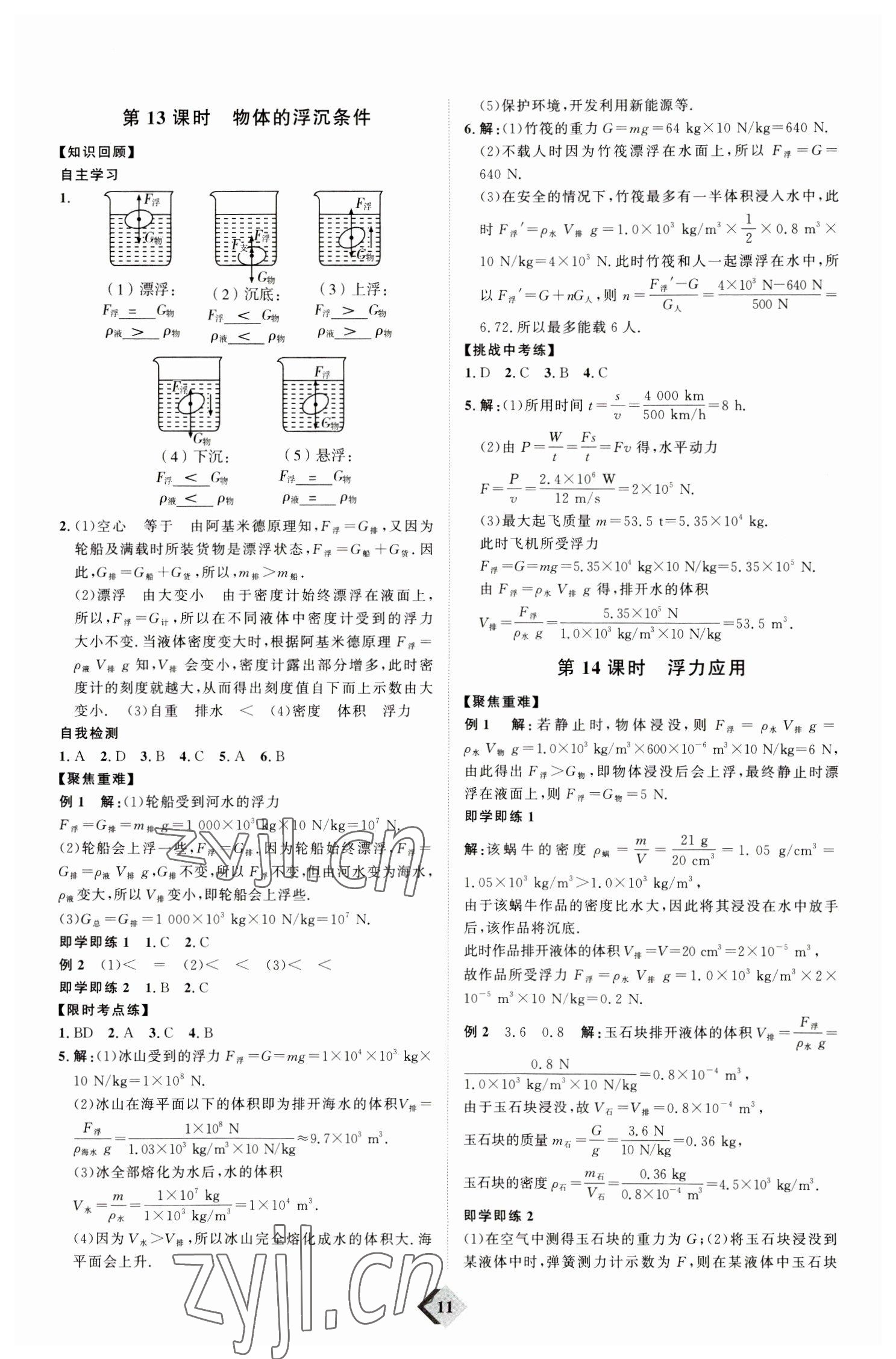 2023年优加学案赢在中考物理潍坊专版 参考答案第11页