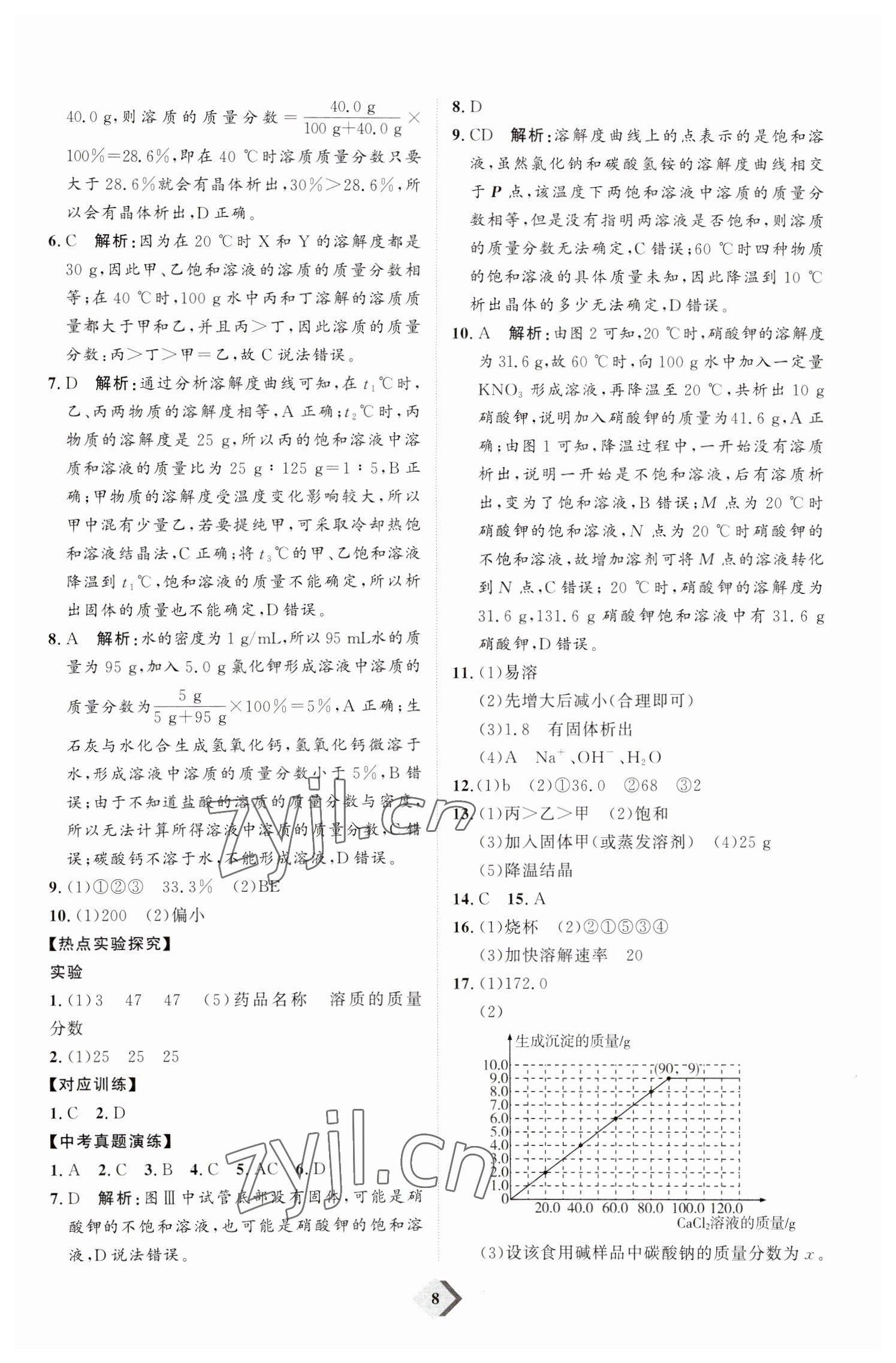 2023年優(yōu)加學(xué)案贏在中考化學(xué)濰坊專版 參考答案第8頁(yè)