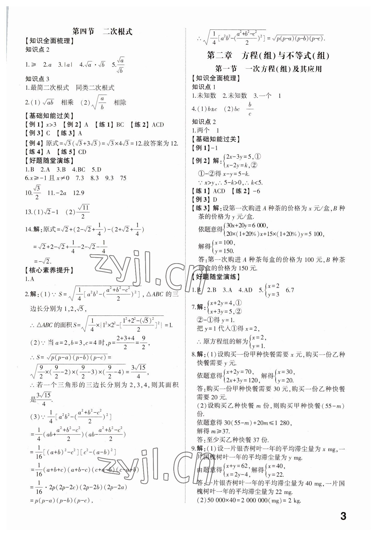 2023年中考備戰(zhàn)數(shù)學(xué)濰坊專(zhuān)版 參考答案第3頁(yè)