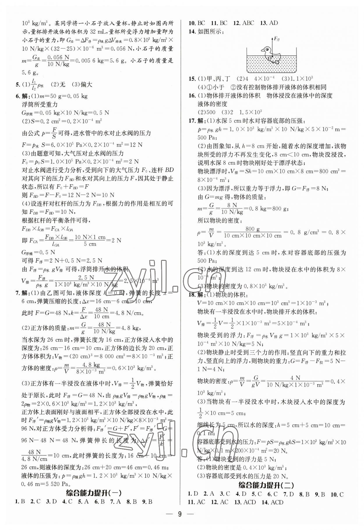 2023年中考對策物理濰坊專版 參考答案第9頁