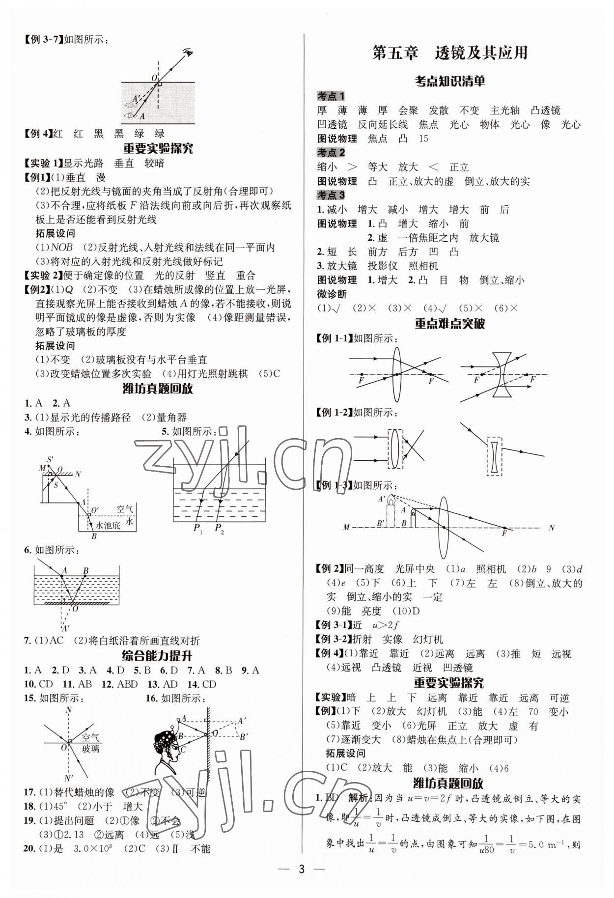 2023年中考對(duì)策物理濰坊專版 參考答案第3頁(yè)