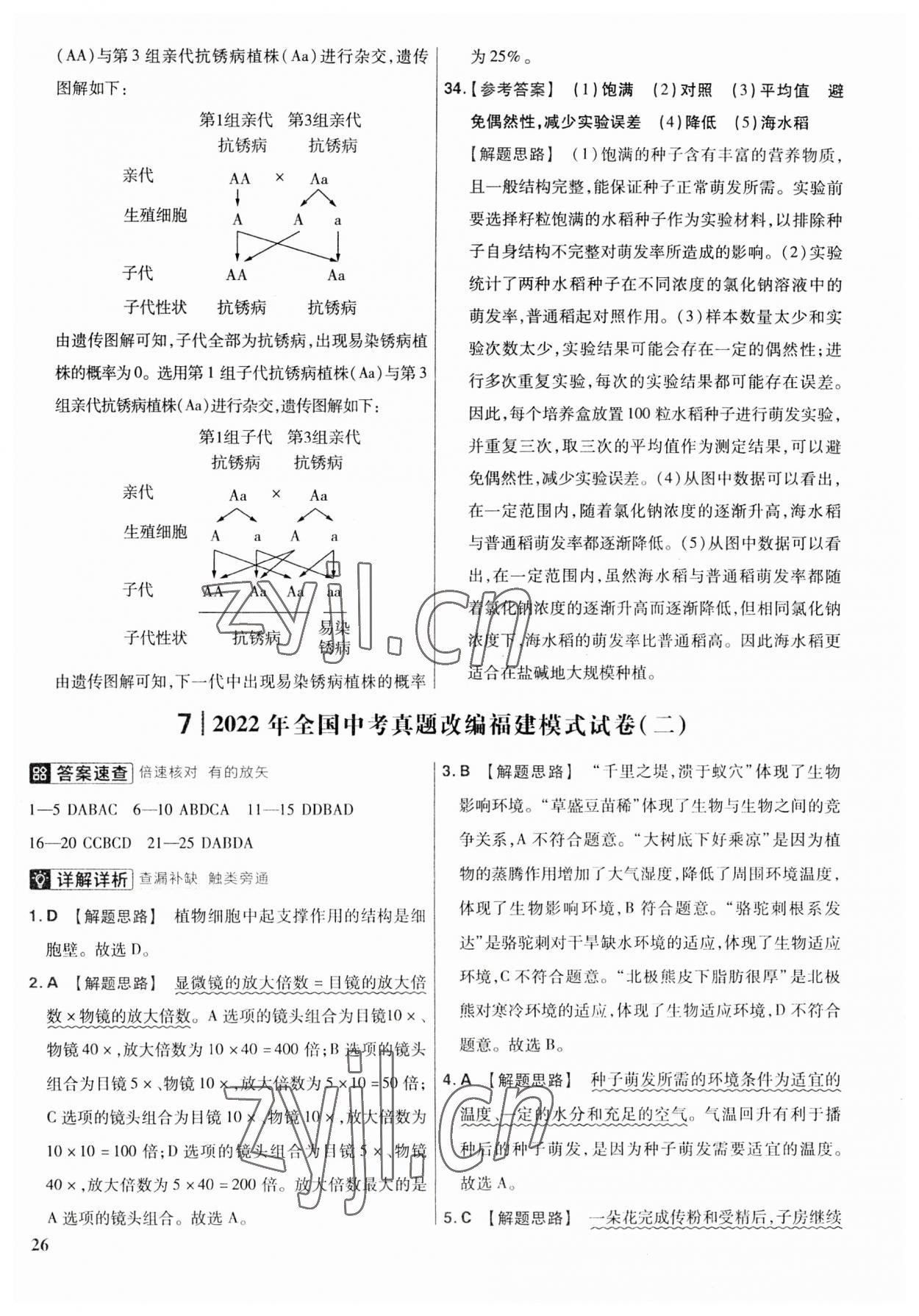 2023年金考卷福建中考45套匯編生物 第26頁