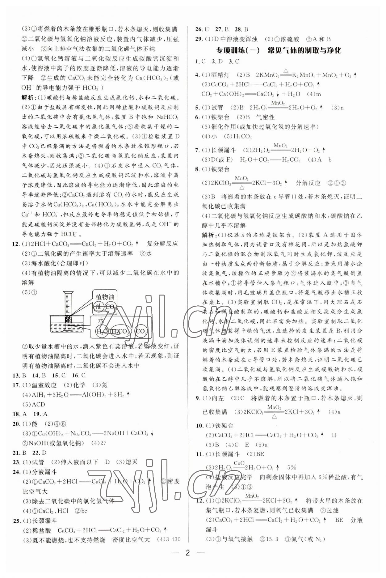 2023年正大图书中考真题分类卷化学 参考答案第2页