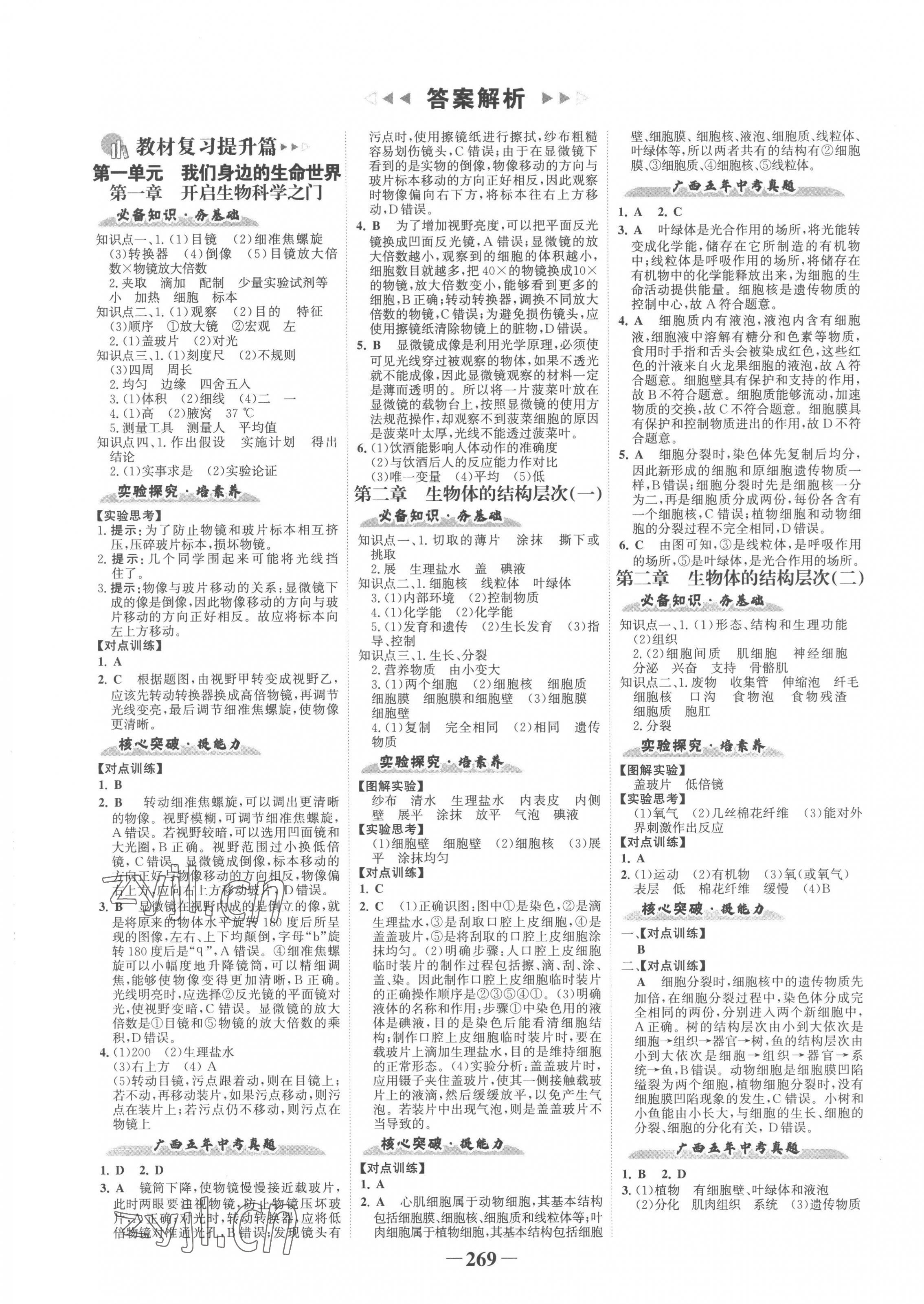 2023年世紀金榜金榜中考生物廣西專版 第1頁