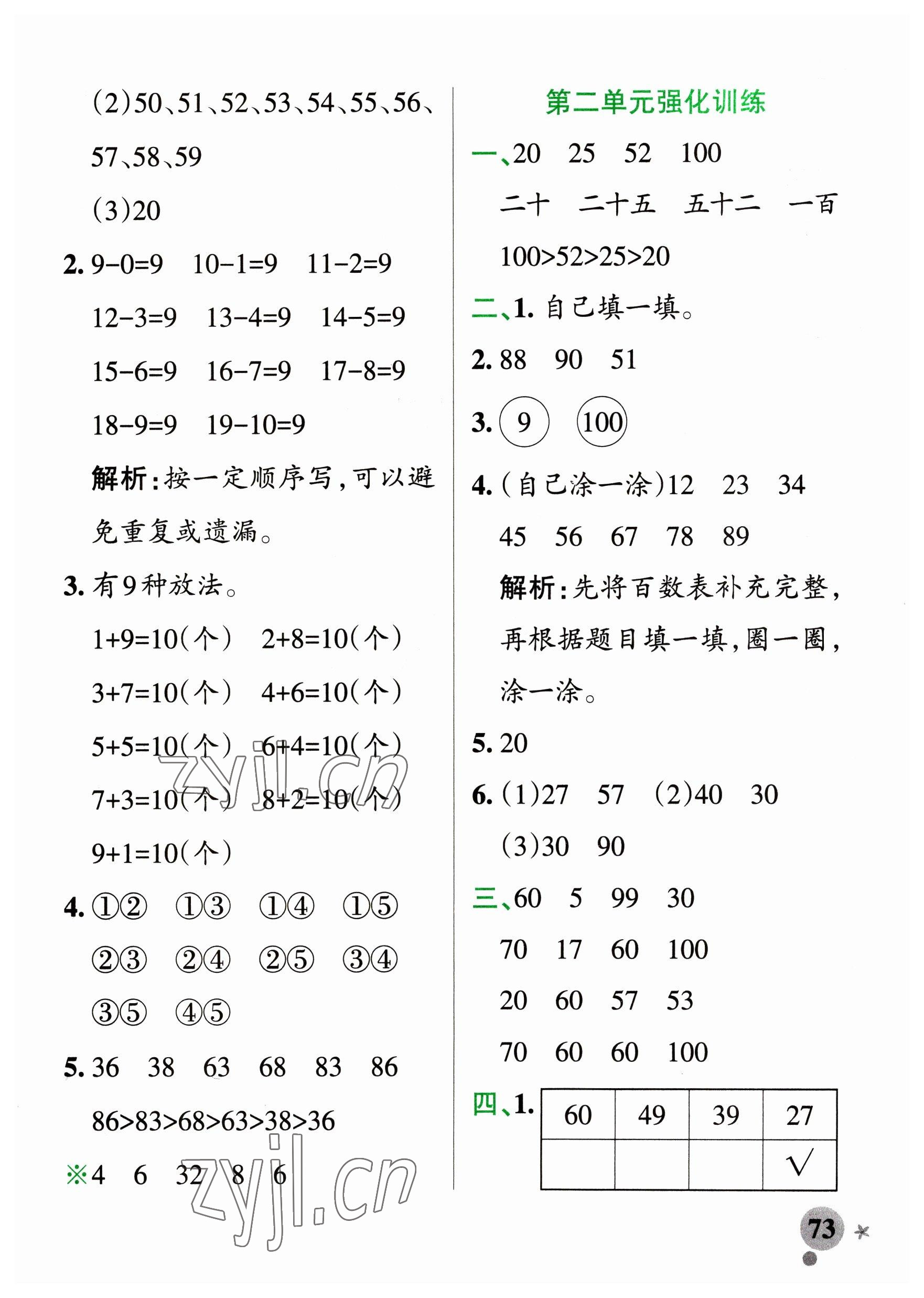 2023年小學(xué)學(xué)霸作業(yè)本一年級數(shù)學(xué)下冊青島版54制 參考答案第5頁