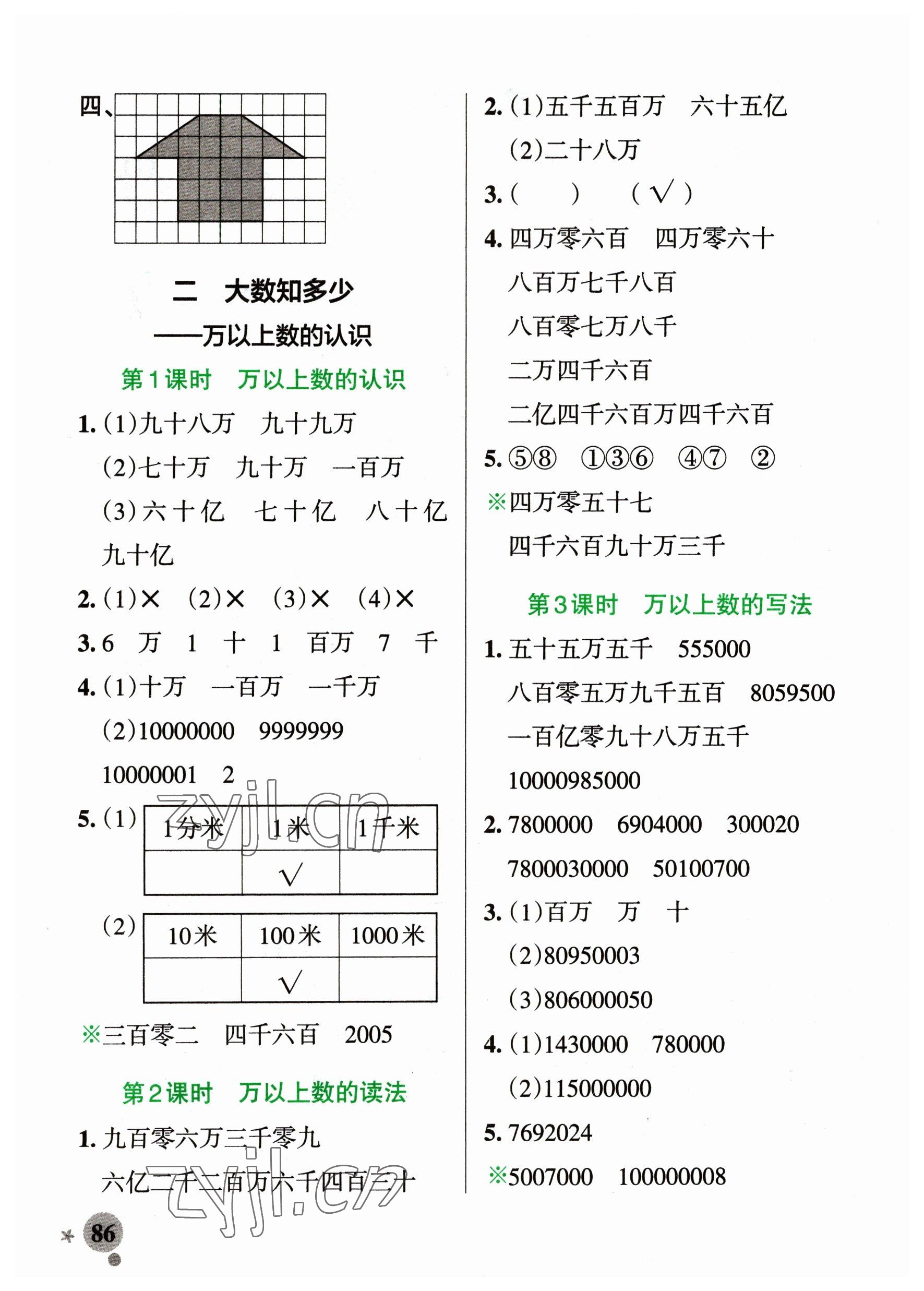 2023年小學(xué)學(xué)霸作業(yè)本三年級(jí)數(shù)學(xué)下冊(cè)青島版54制 參考答案第2頁