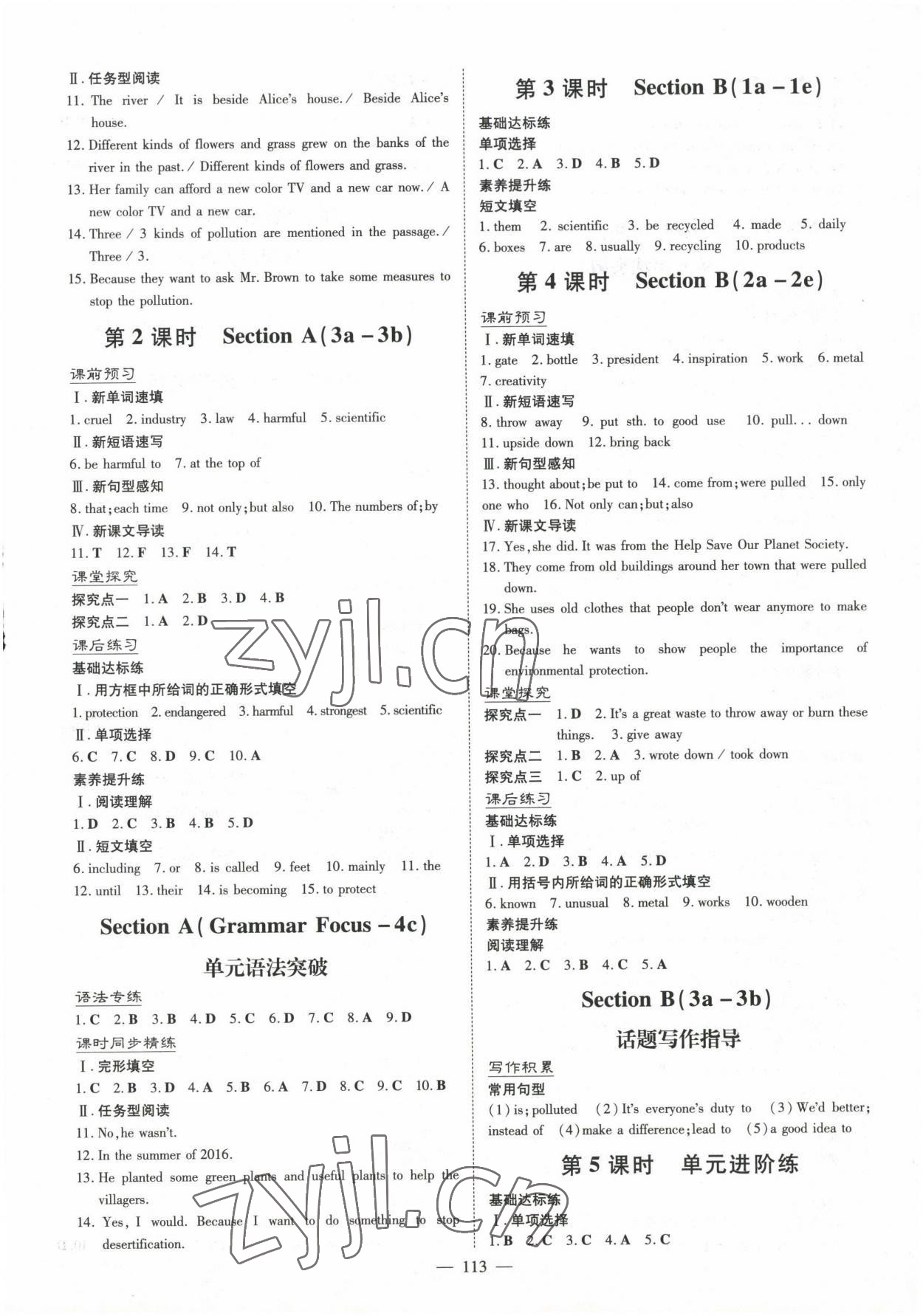 2023年初中同步學(xué)習(xí)導(dǎo)與練導(dǎo)學(xué)探究案九年級英語下冊人教版 參考答案第5頁