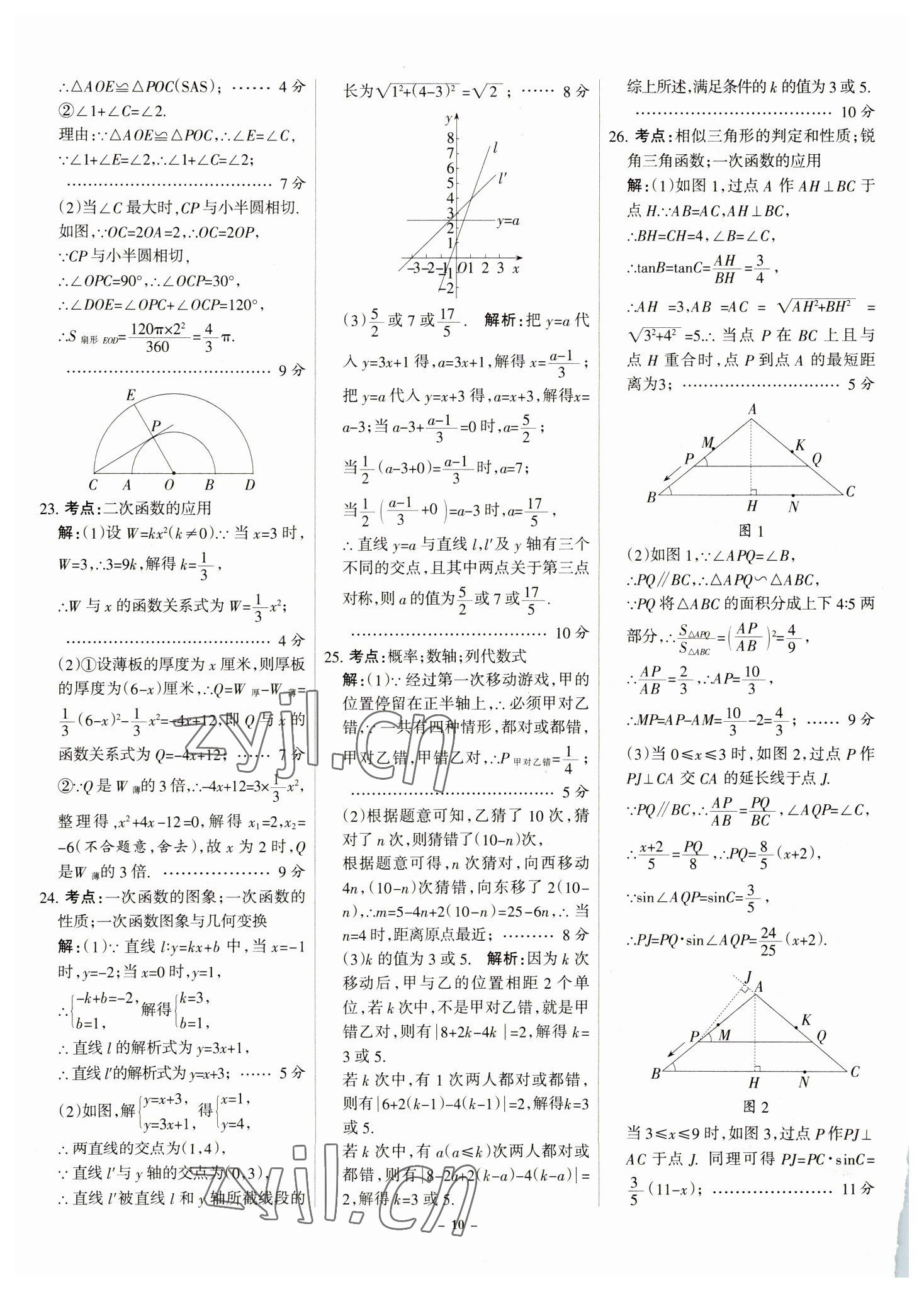 2023年全优中考全国中考试题精选精析数学河北专用 参考答案第10页