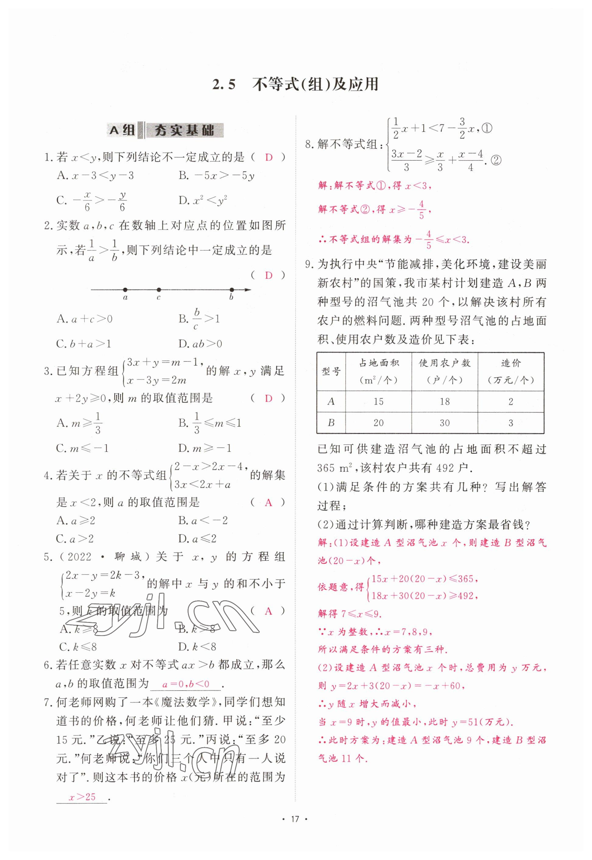 2023年优课堂给力A加中考数学总复习 参考答案第15页