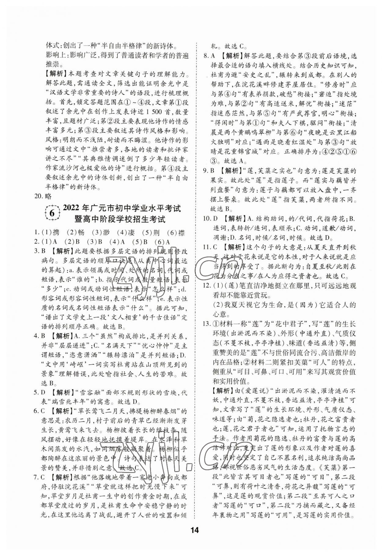 2023年中考方舟試題薈萃及詳解語文四川專版 第14頁