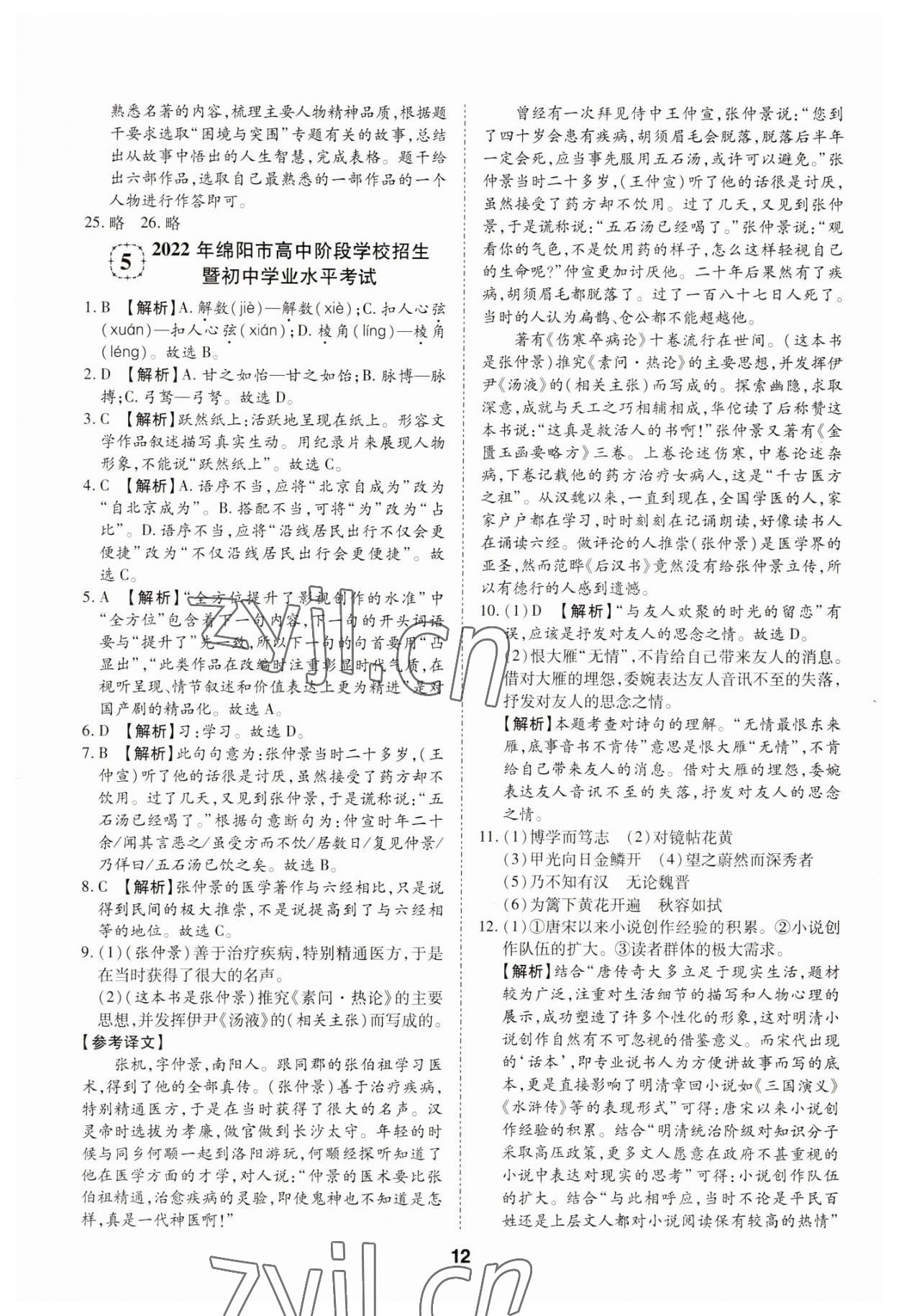 2023年中考方舟試題薈萃及詳解語文四川專版 第12頁