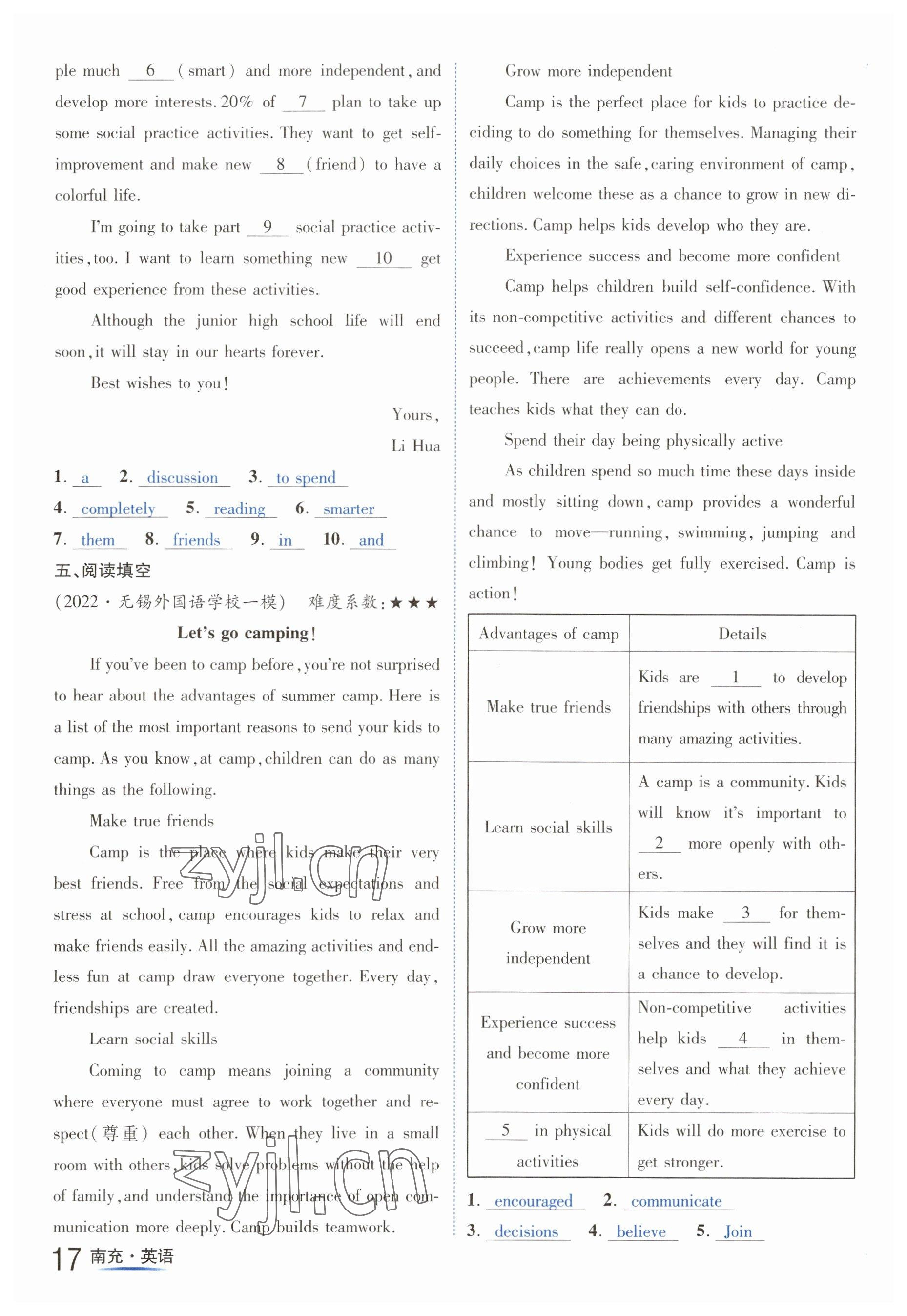 2023年國華圖書中考拐點(diǎn)英語南充專版 參考答案第17頁