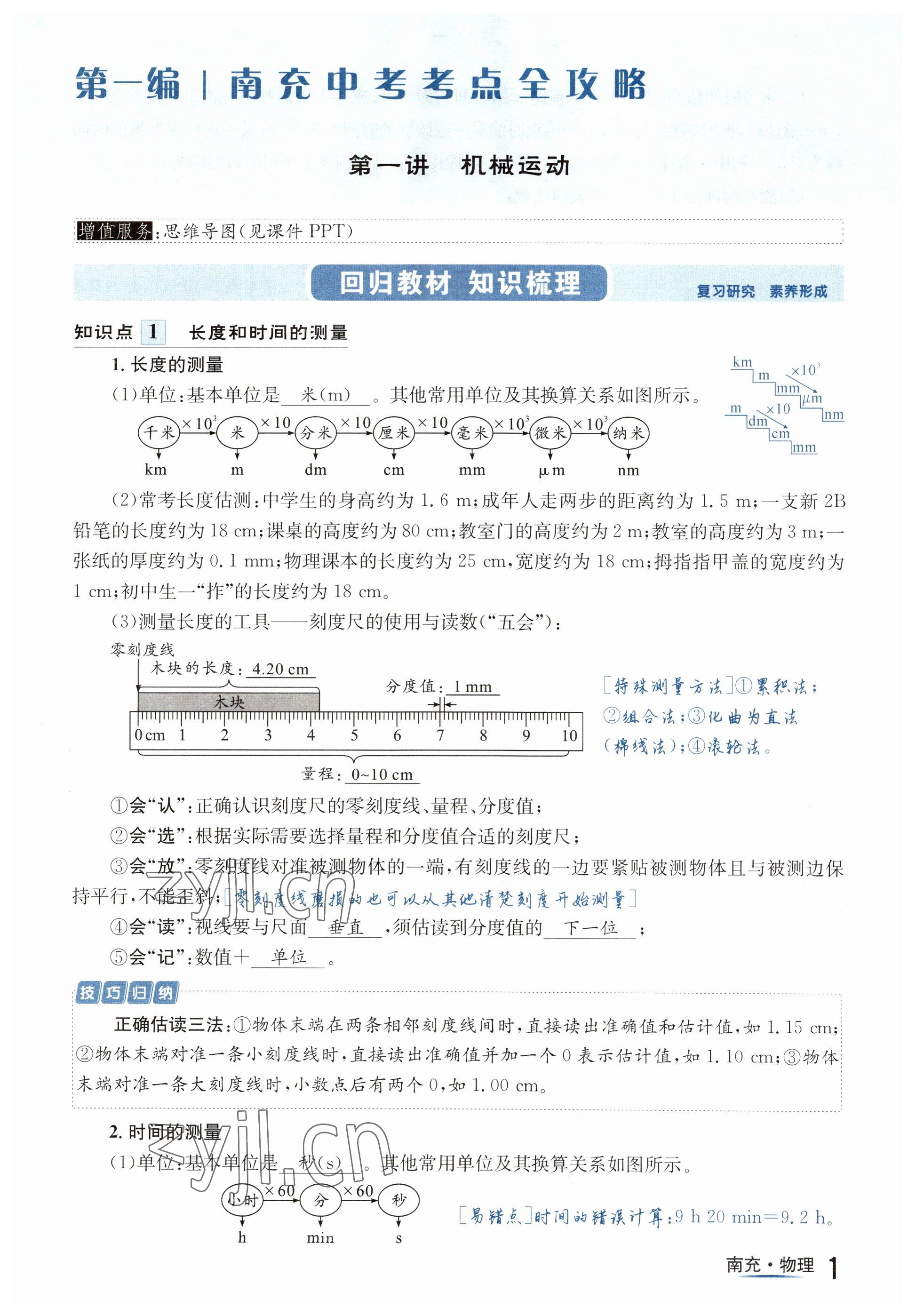 2023年国华图书中考拐点物理南充专版 参考答案第1页