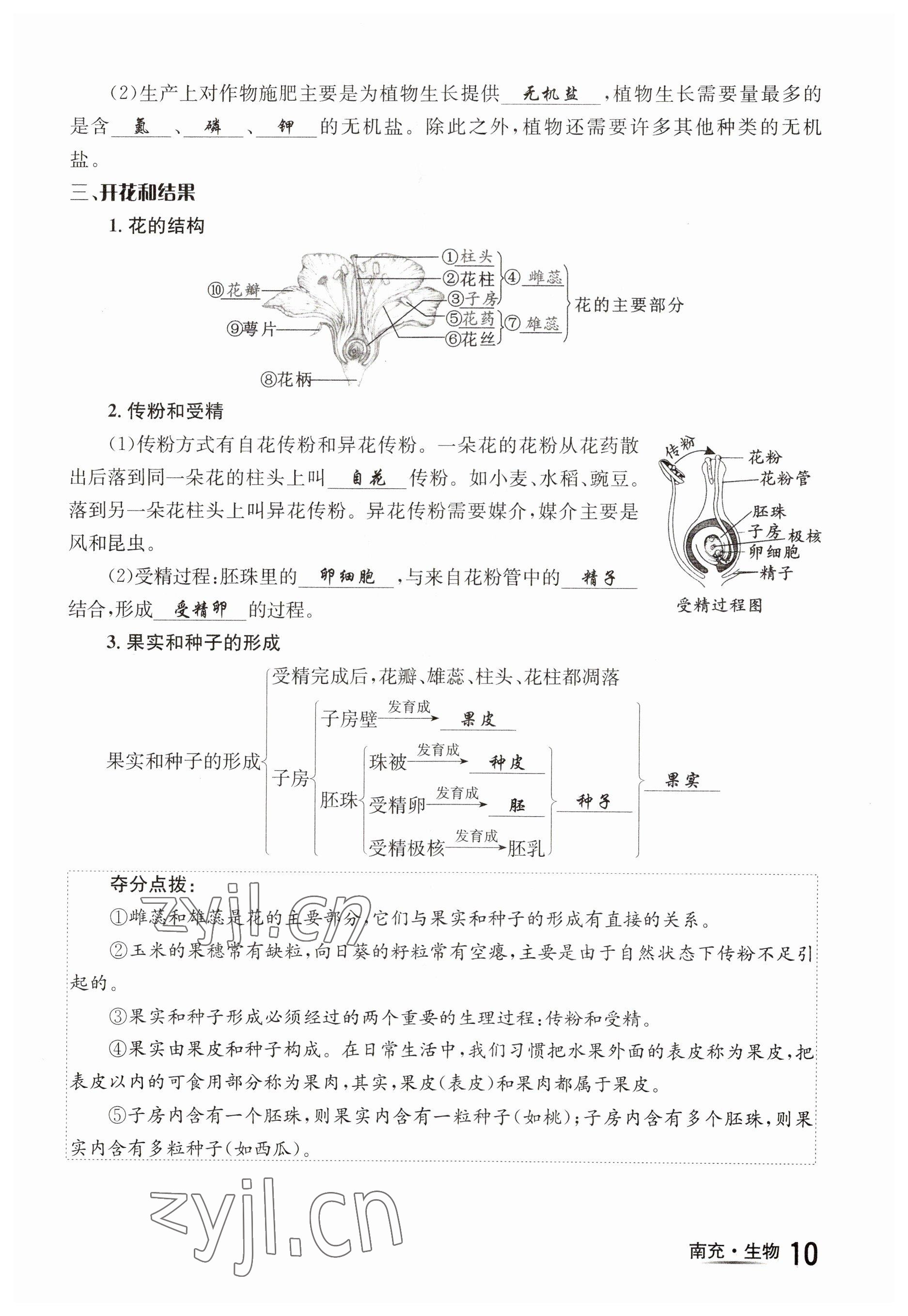 2023年国华图书中考拐点生物南充专版 参考答案第10页