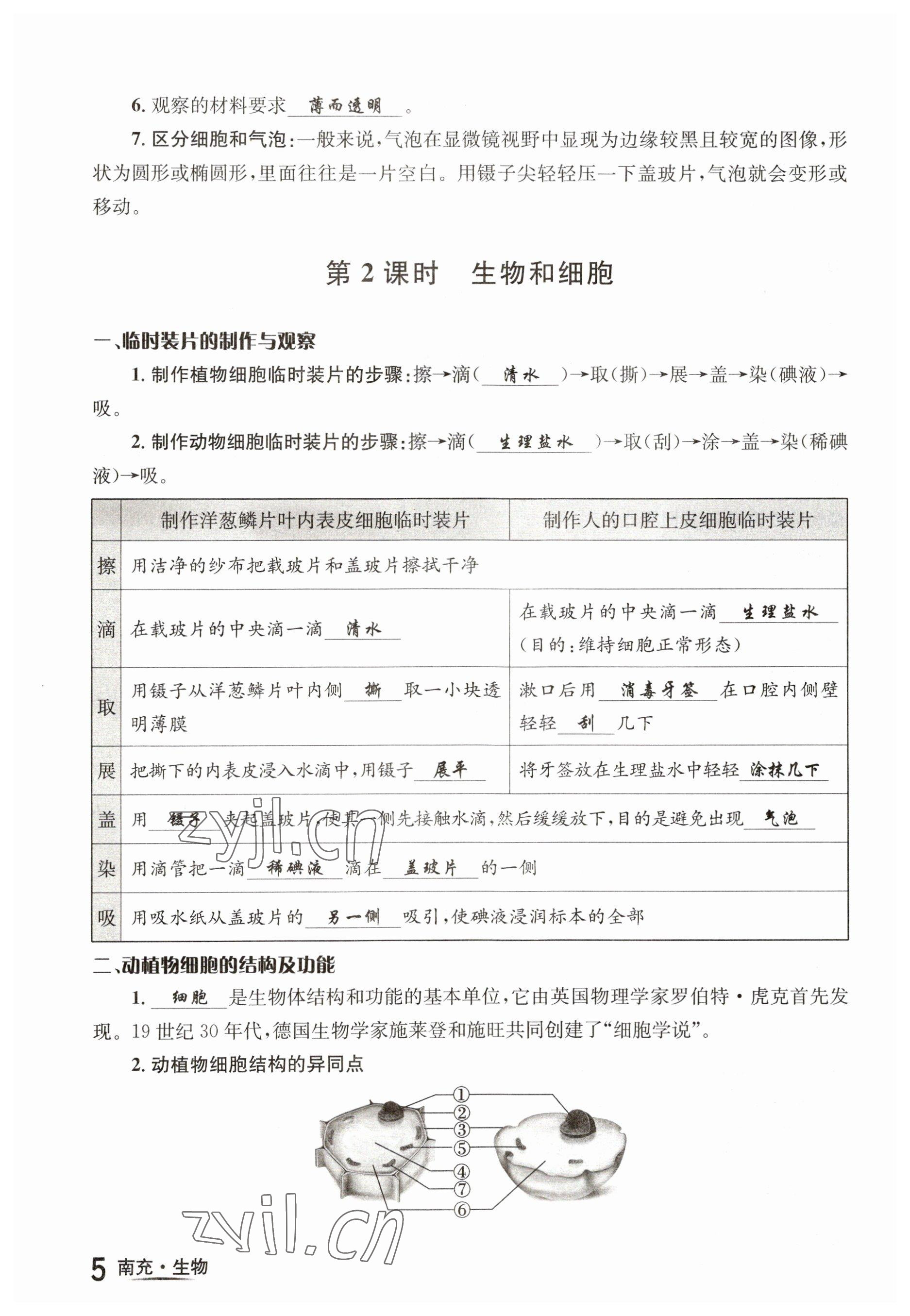 2023年国华图书中考拐点生物南充专版 参考答案第5页