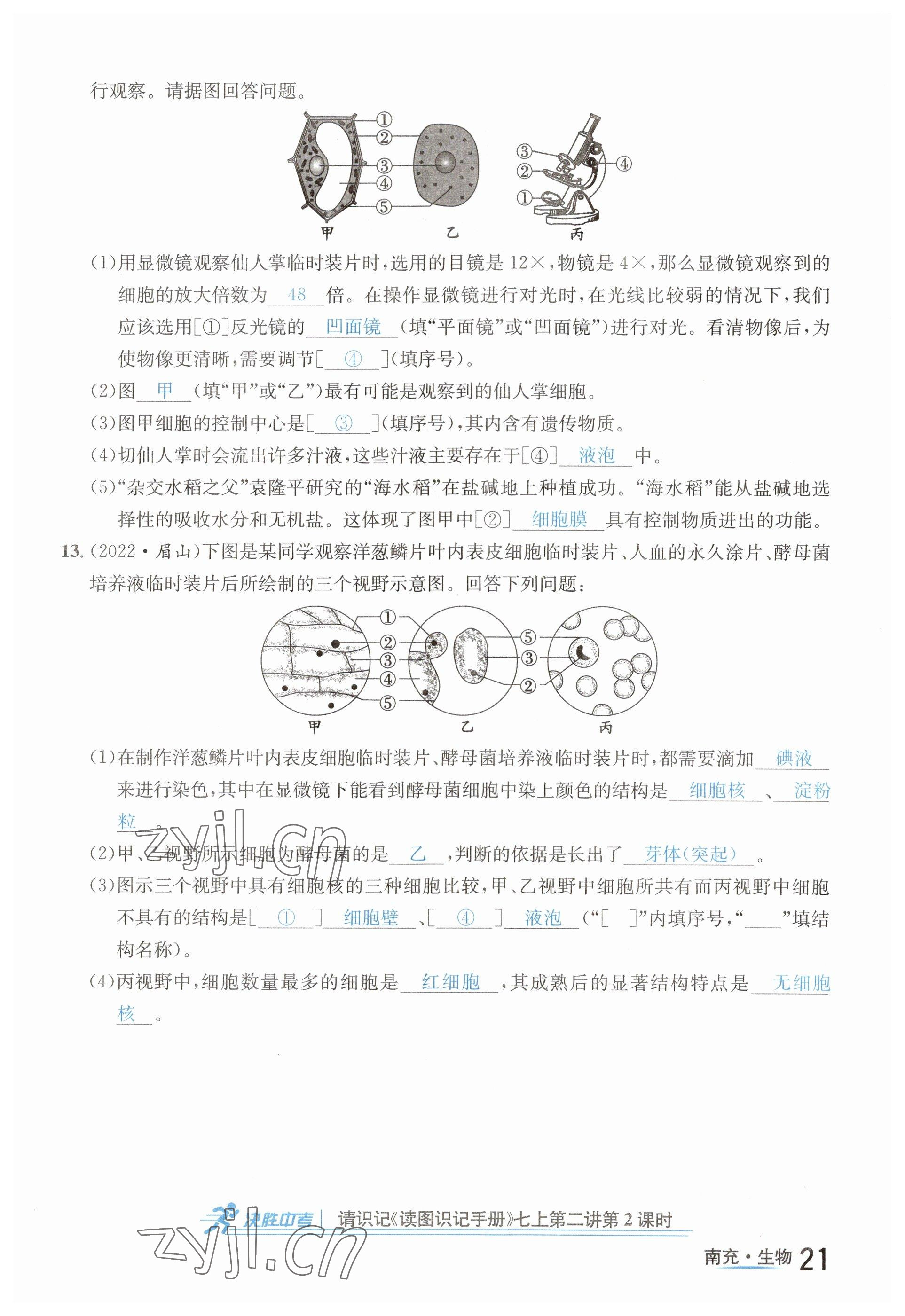 2023年國(guó)華圖書中考拐點(diǎn)生物南充專版 參考答案第21頁