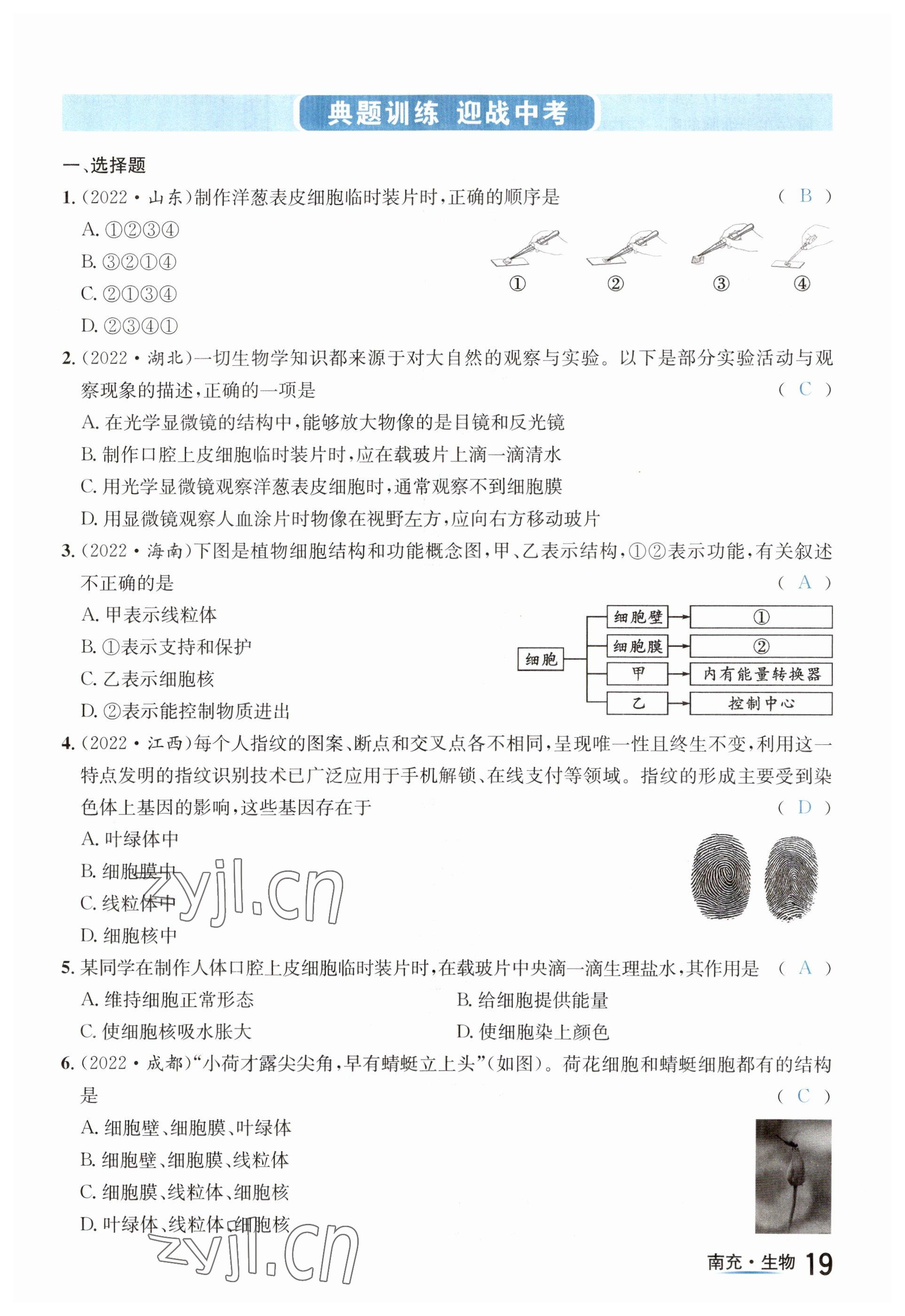 2023年國(guó)華圖書中考拐點(diǎn)生物南充專版 參考答案第19頁