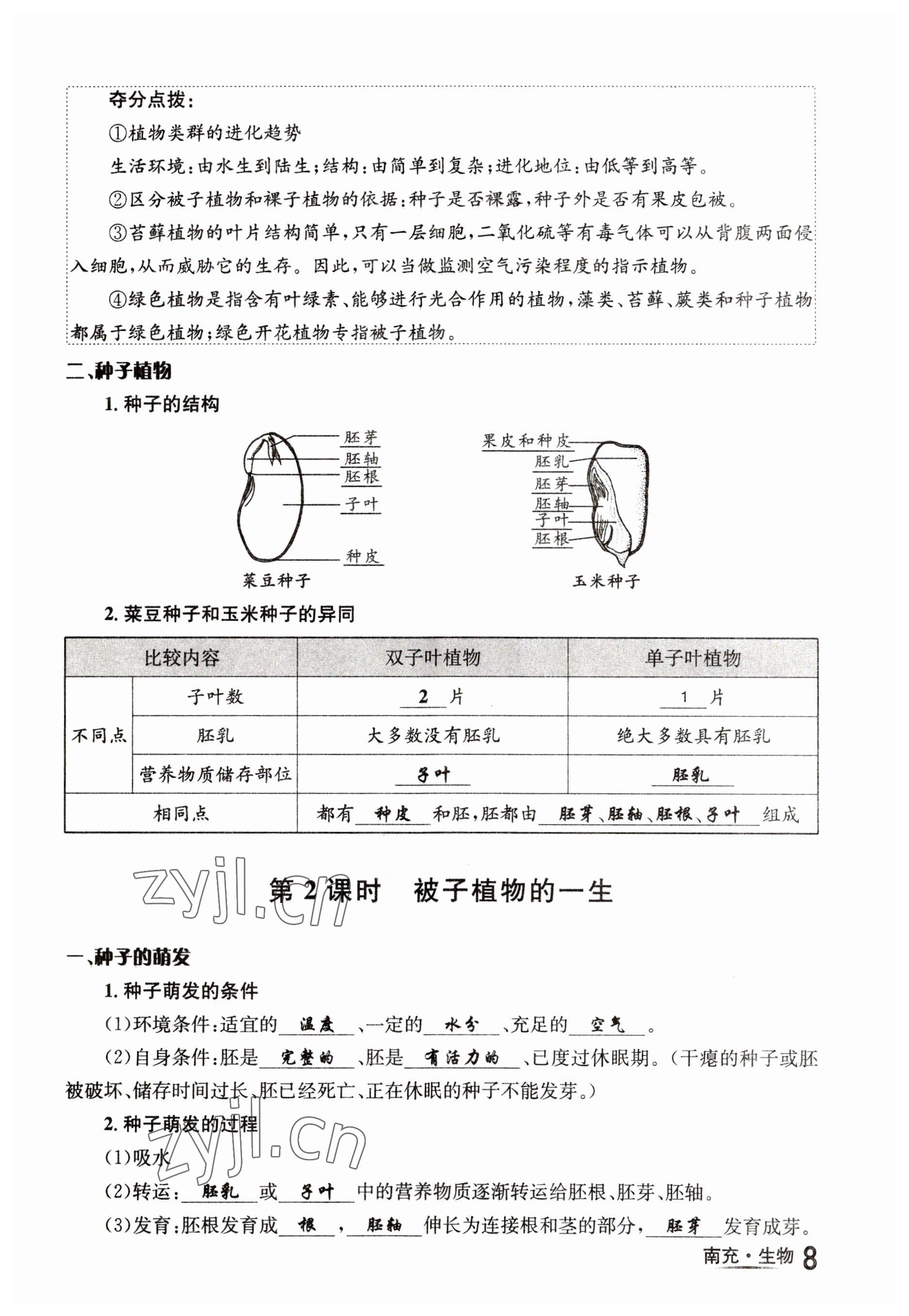 2023年国华图书中考拐点生物南充专版 参考答案第8页