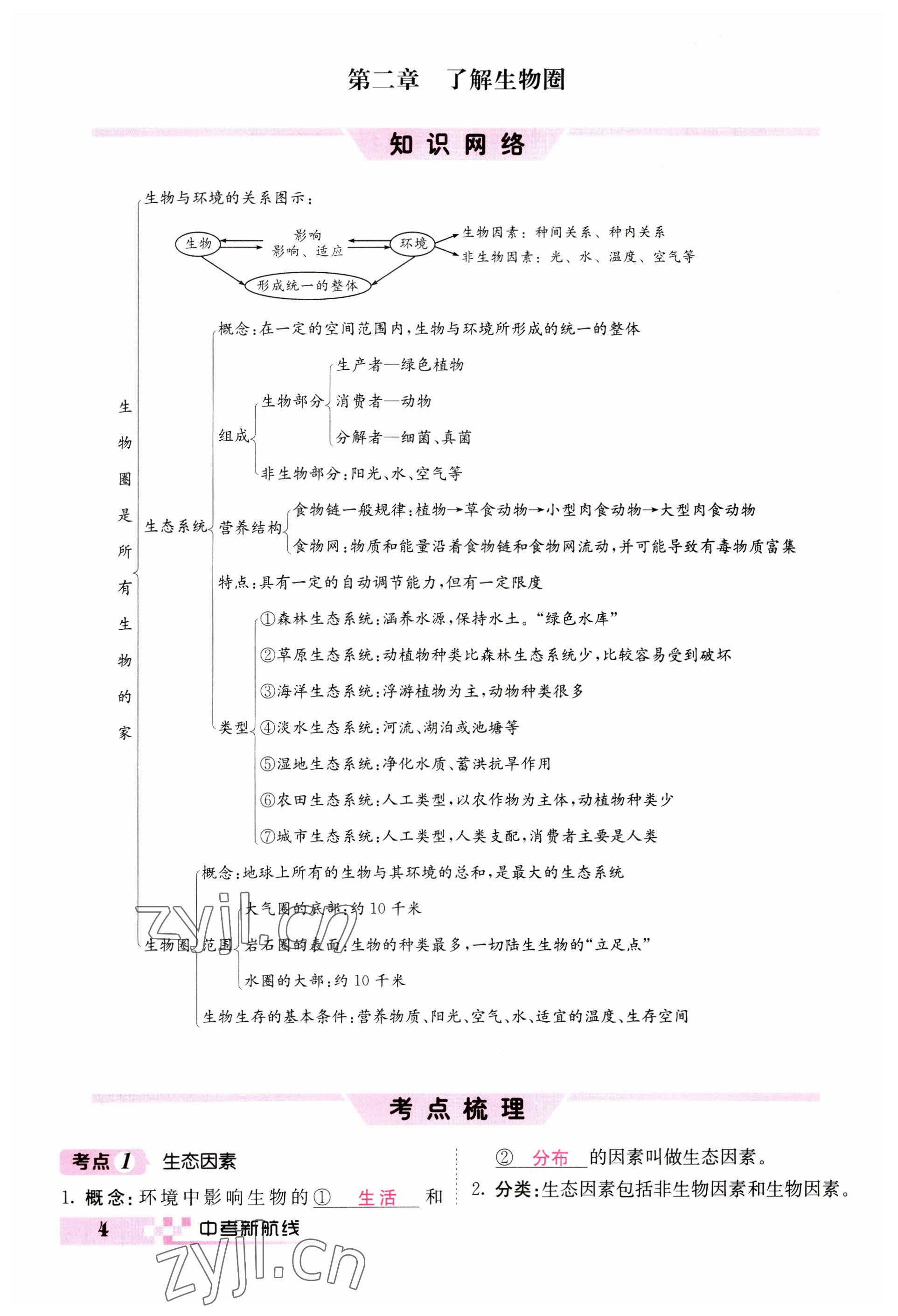 2023年中考新航线生物人教版 参考答案第4页