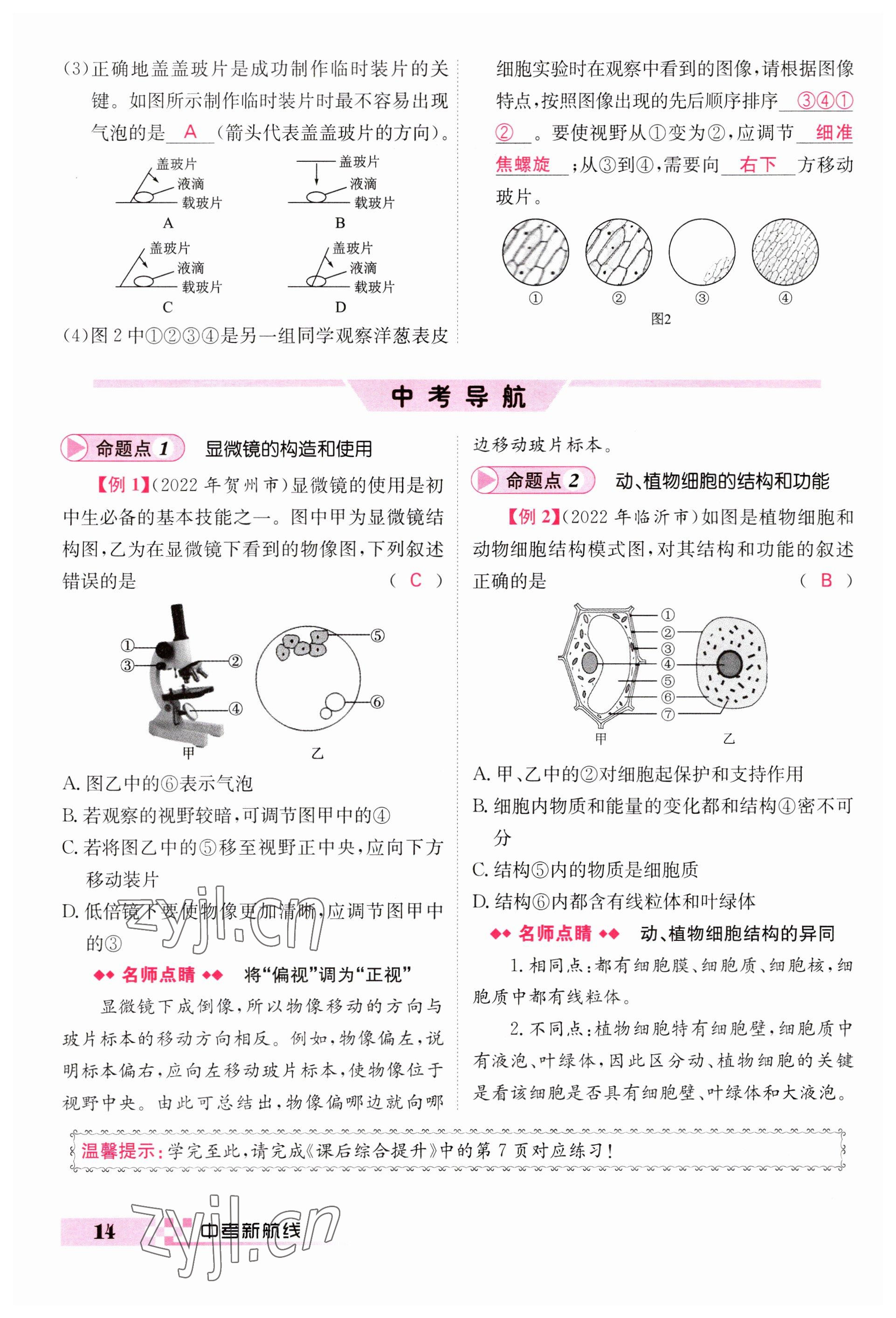 2023年中考新航線生物人教版 參考答案第14頁