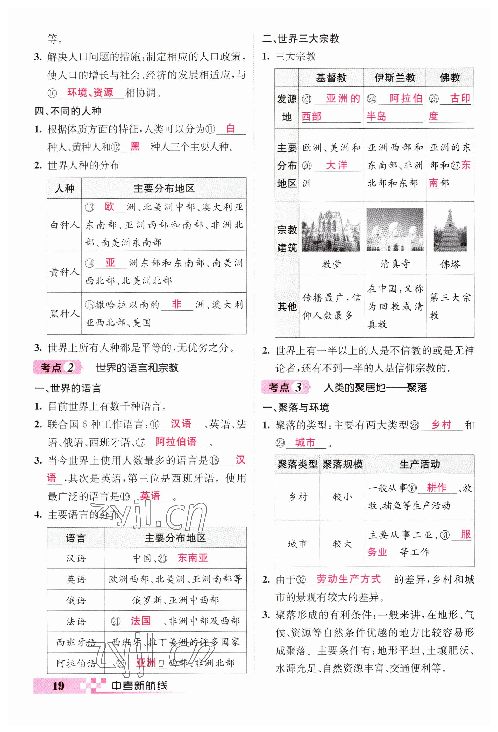 2023年中考新航線地理 參考答案第19頁