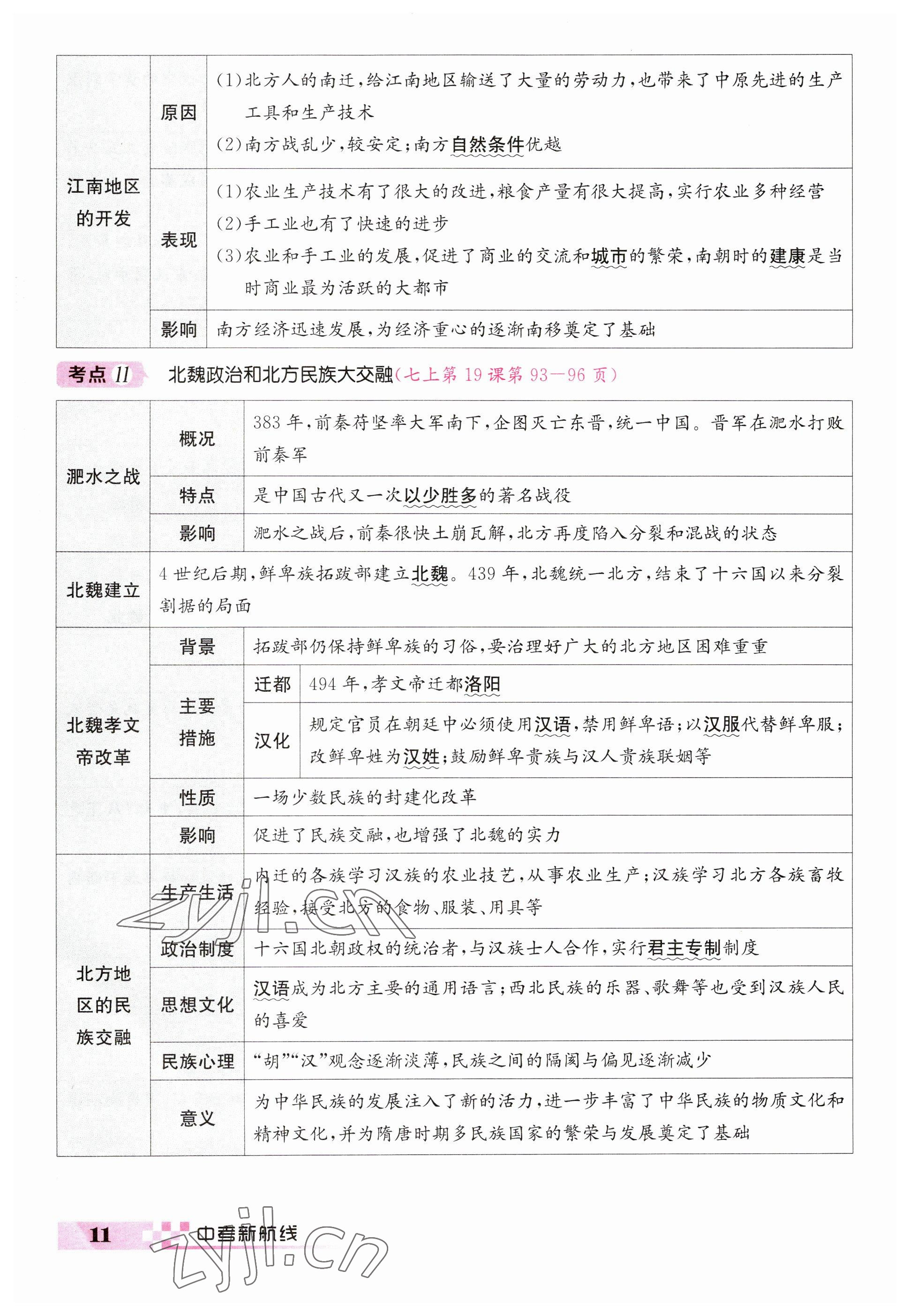 2023年中考新航线历史四川专版 参考答案第11页