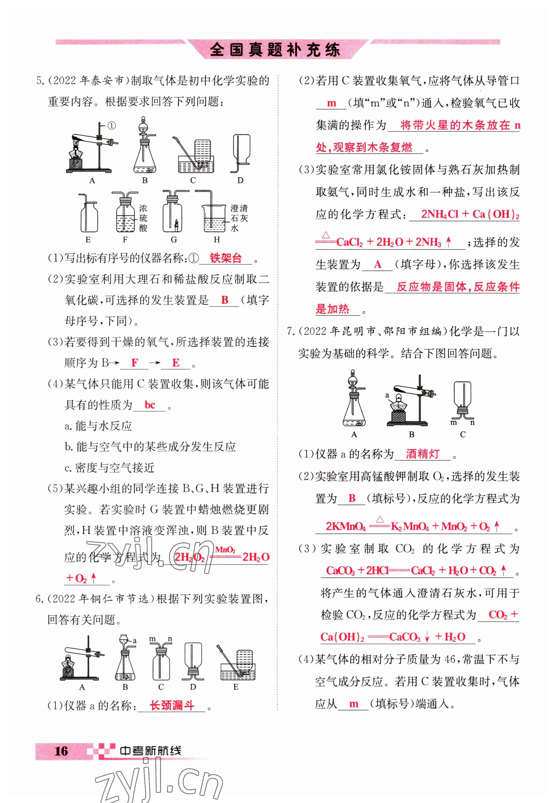 2023年中考新航線九年級(jí)化學(xué)四川專版 參考答案第16頁