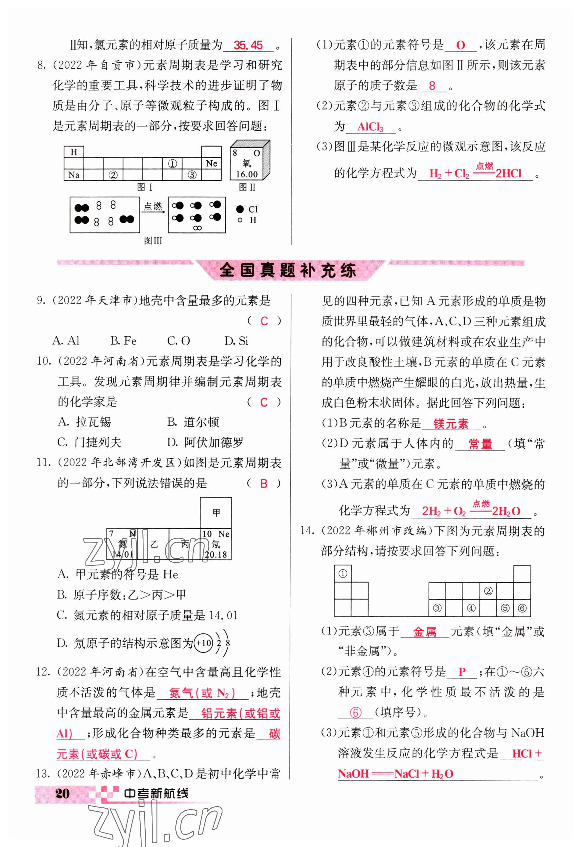 2023年中考新航線九年級(jí)化學(xué)四川專版 參考答案第20頁(yè)