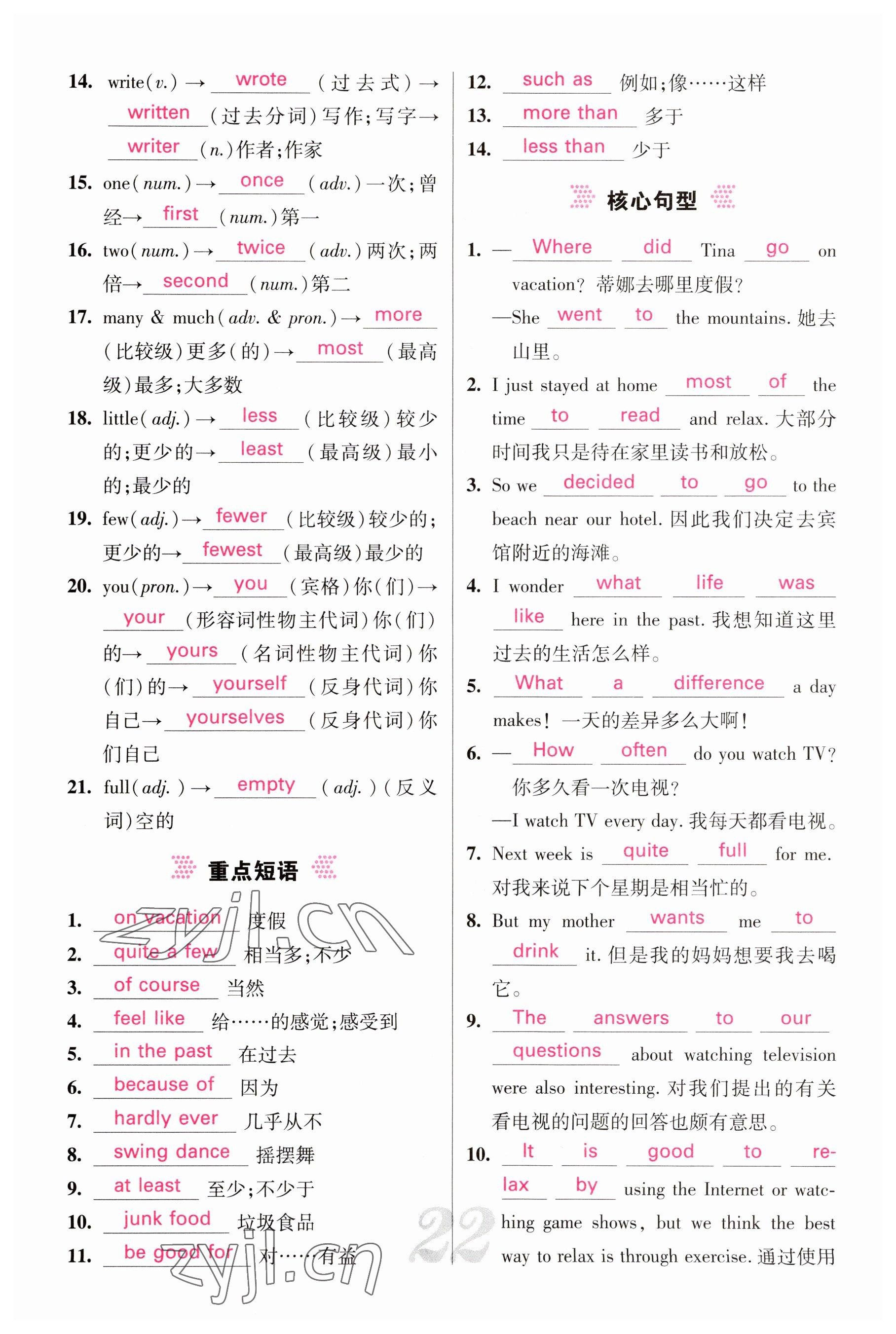 2023年中考新航線英語(yǔ)四川專版 參考答案第22頁(yè)