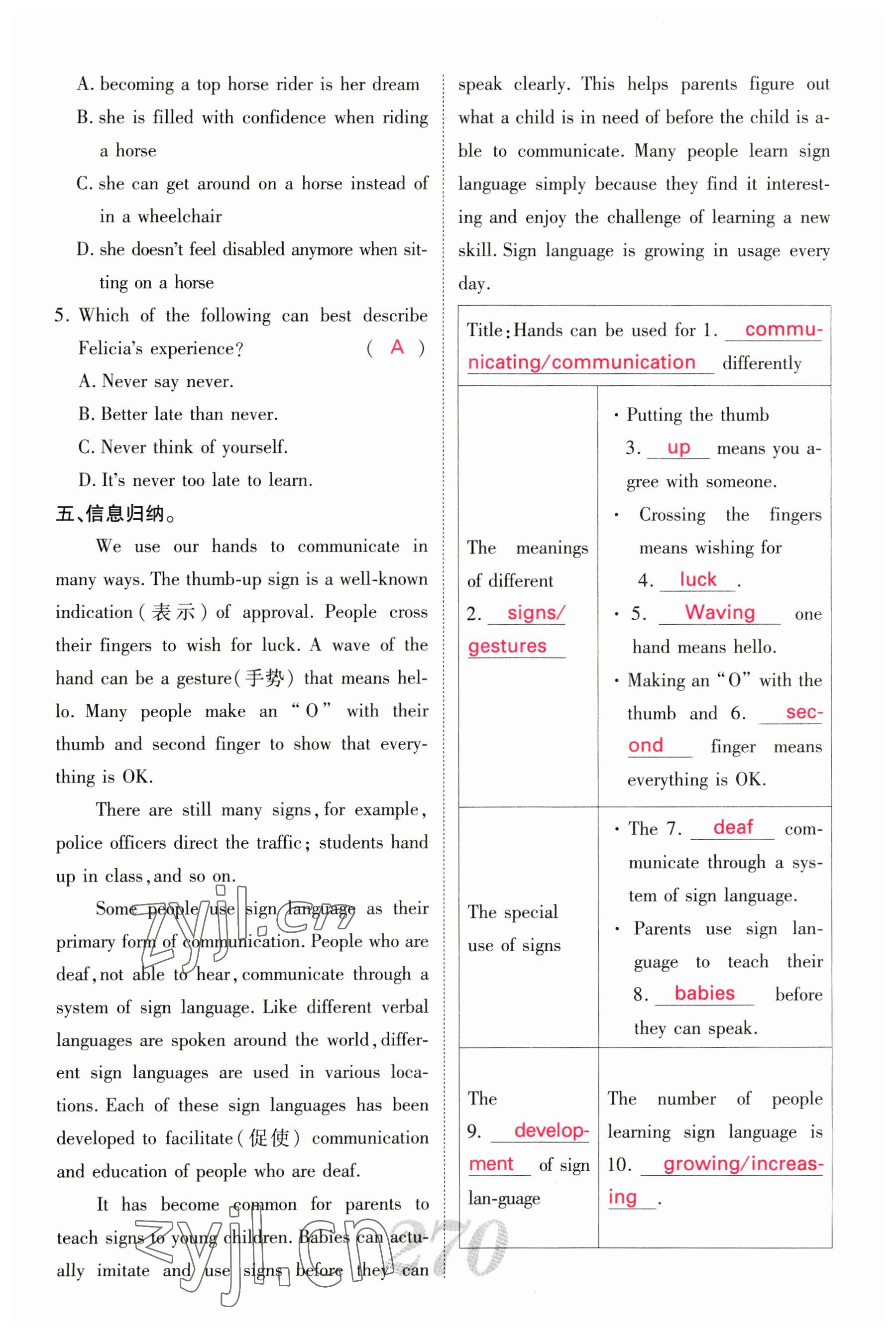 2023年中考新航線英語四川專版 參考答案第36頁