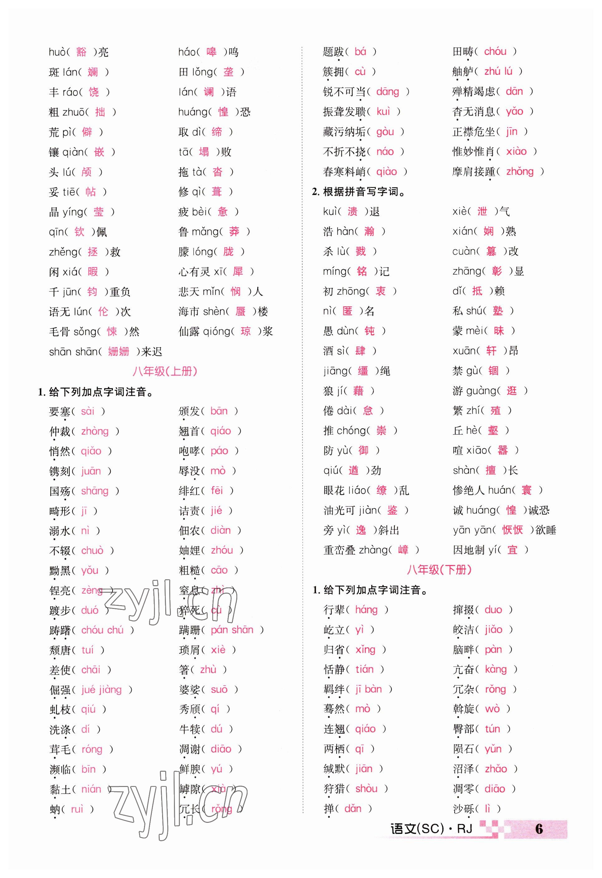 2023年中考新航線語(yǔ)文四川專版 參考答案第6頁(yè)