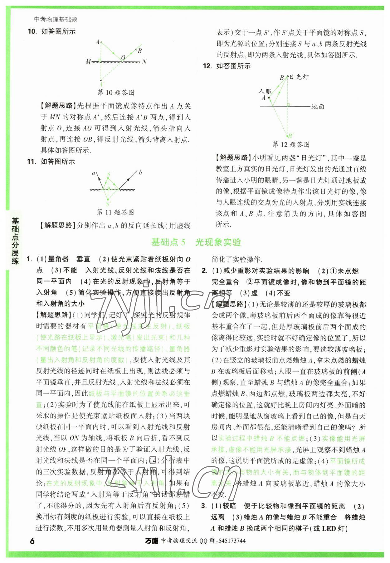 2023年萬唯中考物理基礎(chǔ)題 參考答案第6頁