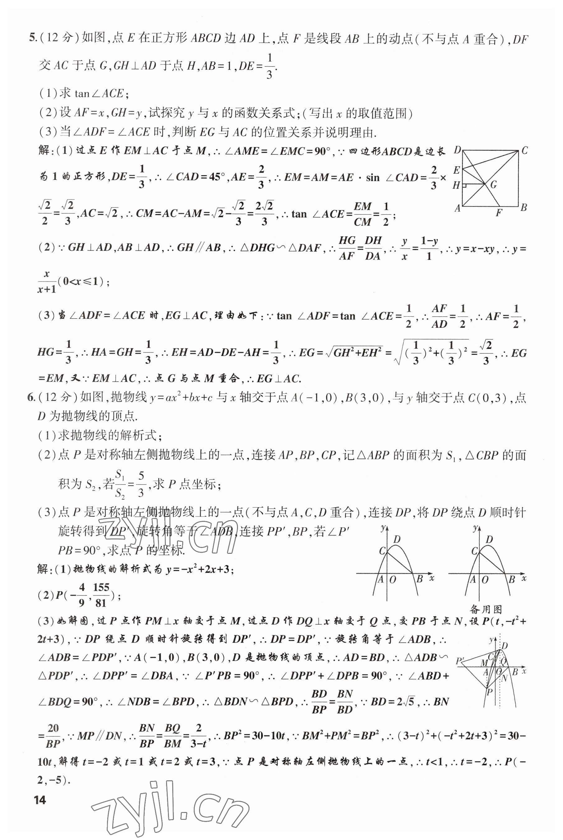 2023年聚焦中考数学四川专版 参考答案第14页