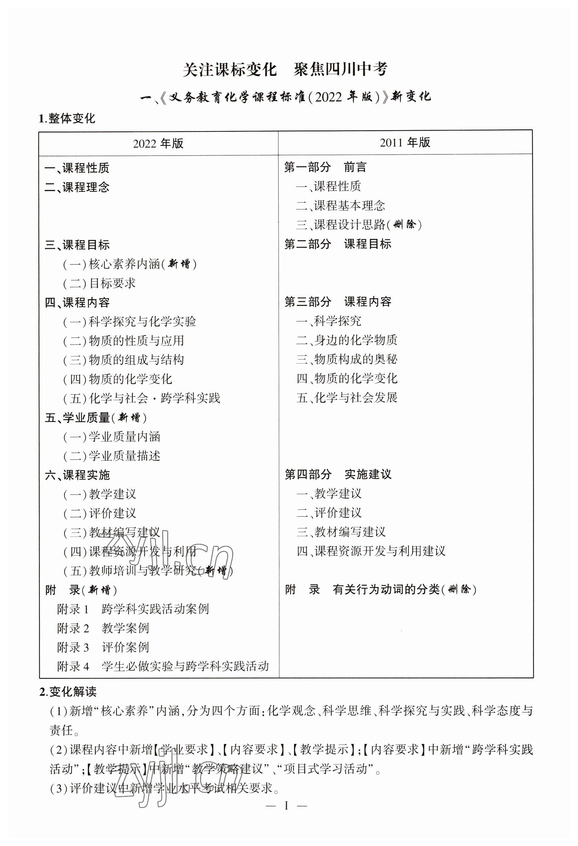 2023年聚焦中考化学四川专版 参考答案第1页