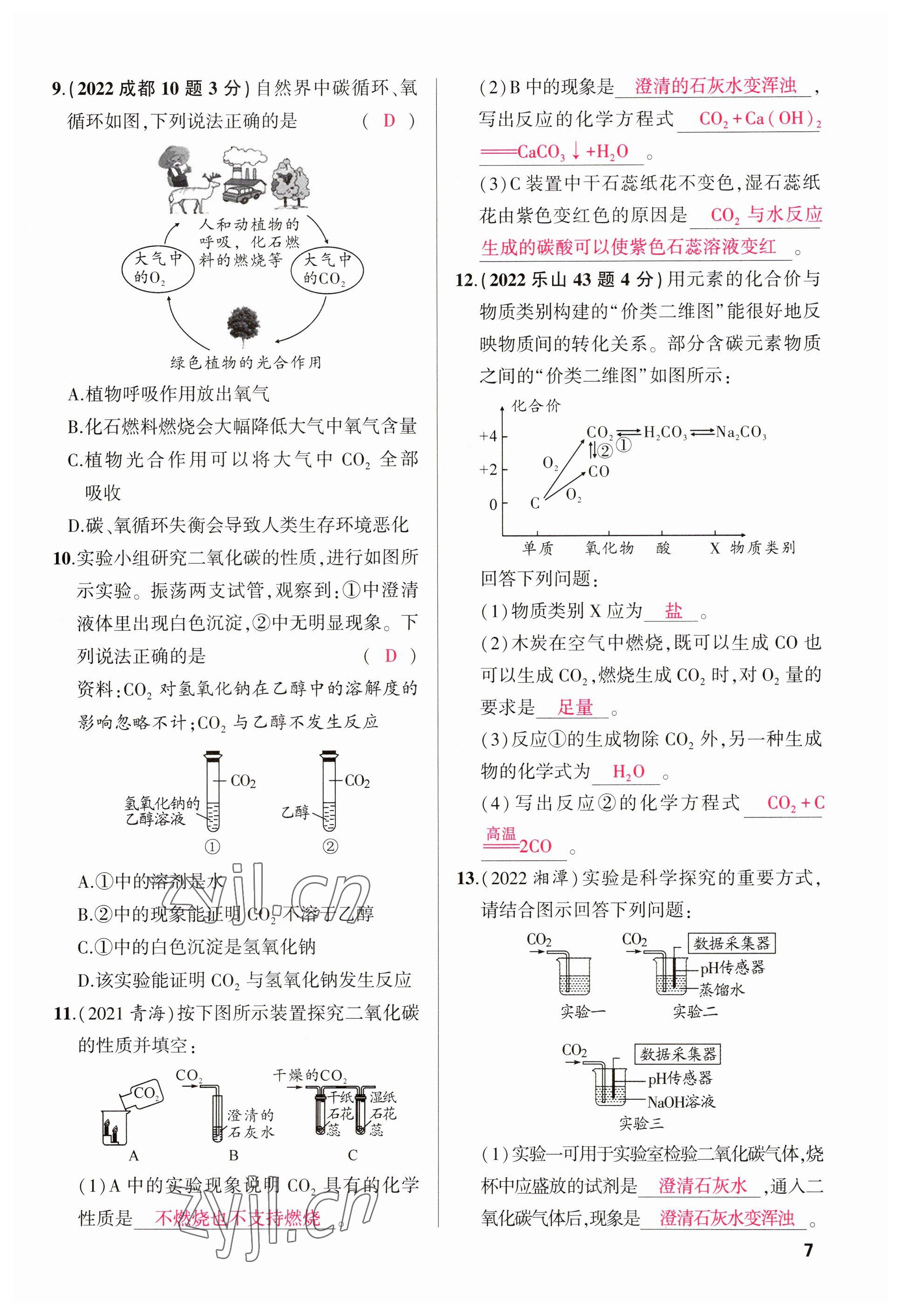 2023年聚焦中考化学四川专版 参考答案第9页