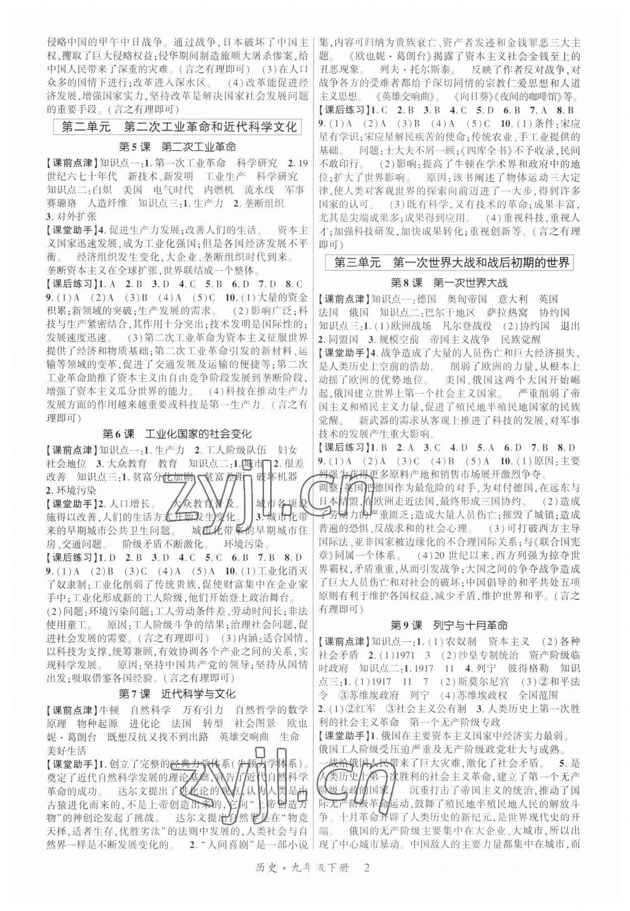 2023年高分突破課時達(dá)標(biāo)講練測九年級歷史下冊人教版 第2頁